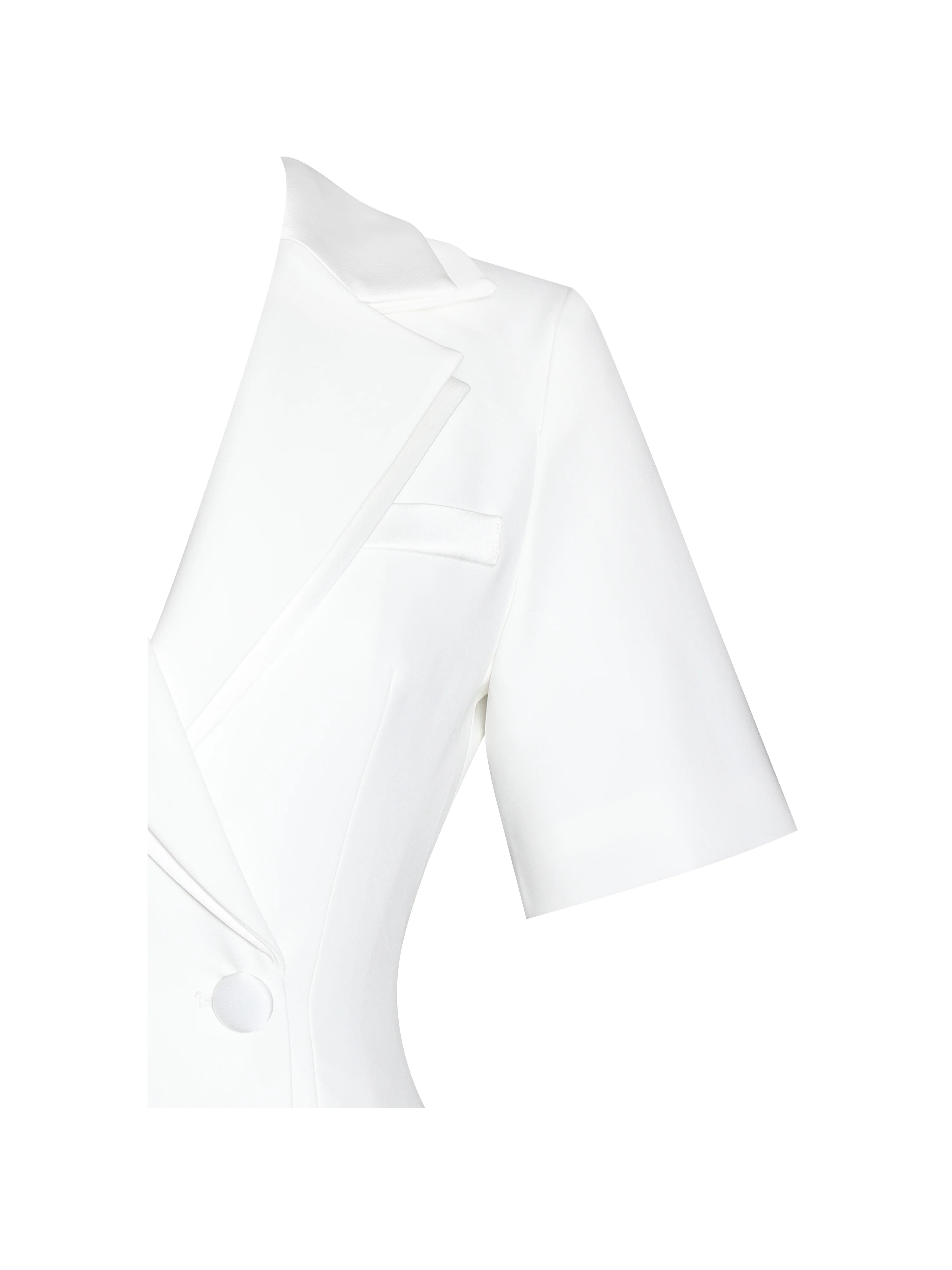 Madelina White Double Breast Satin Trim Blazer Dress