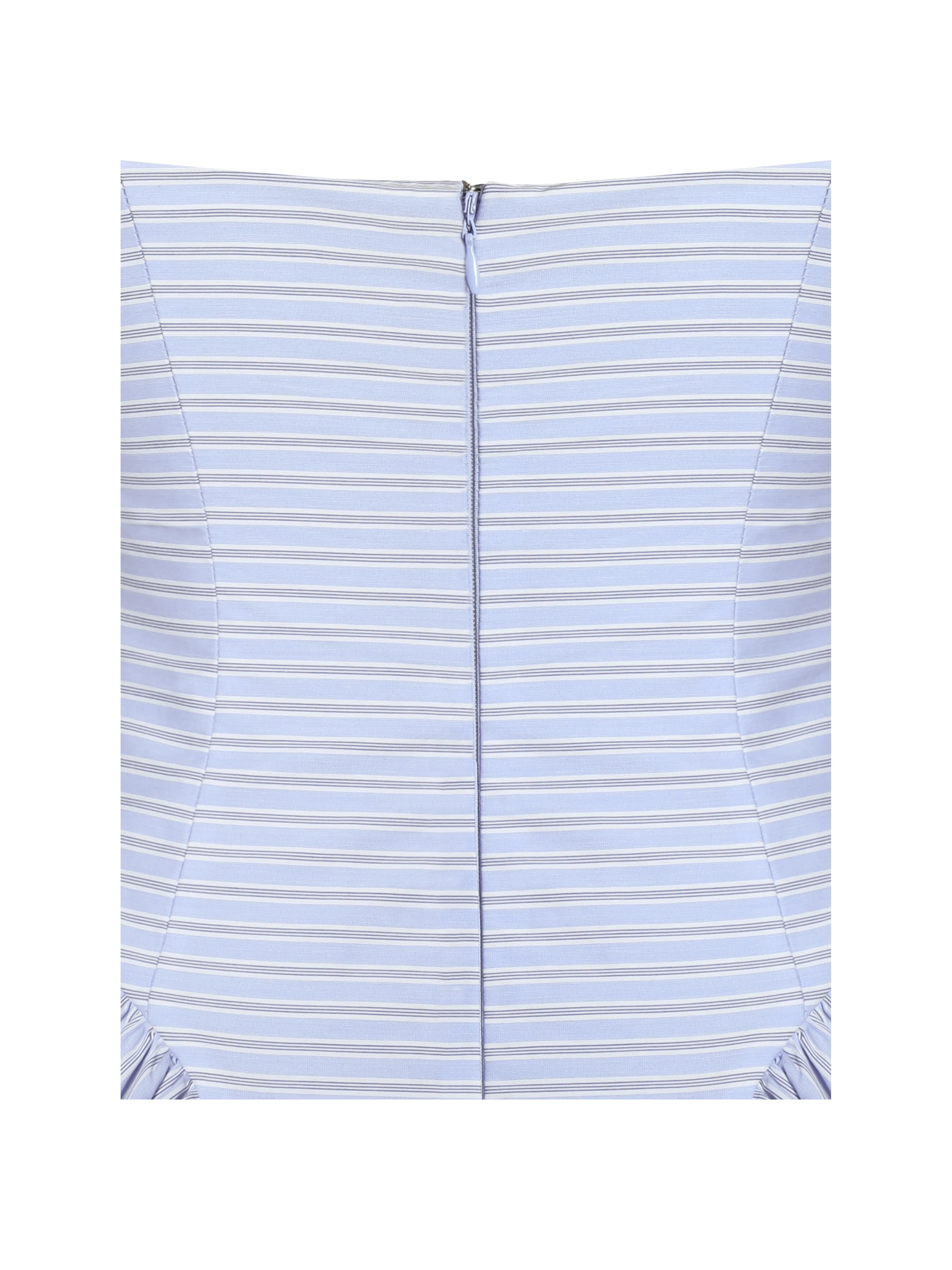 Melody Baby Blue Railroad Stripe Halter Drop Waist Mini Dress