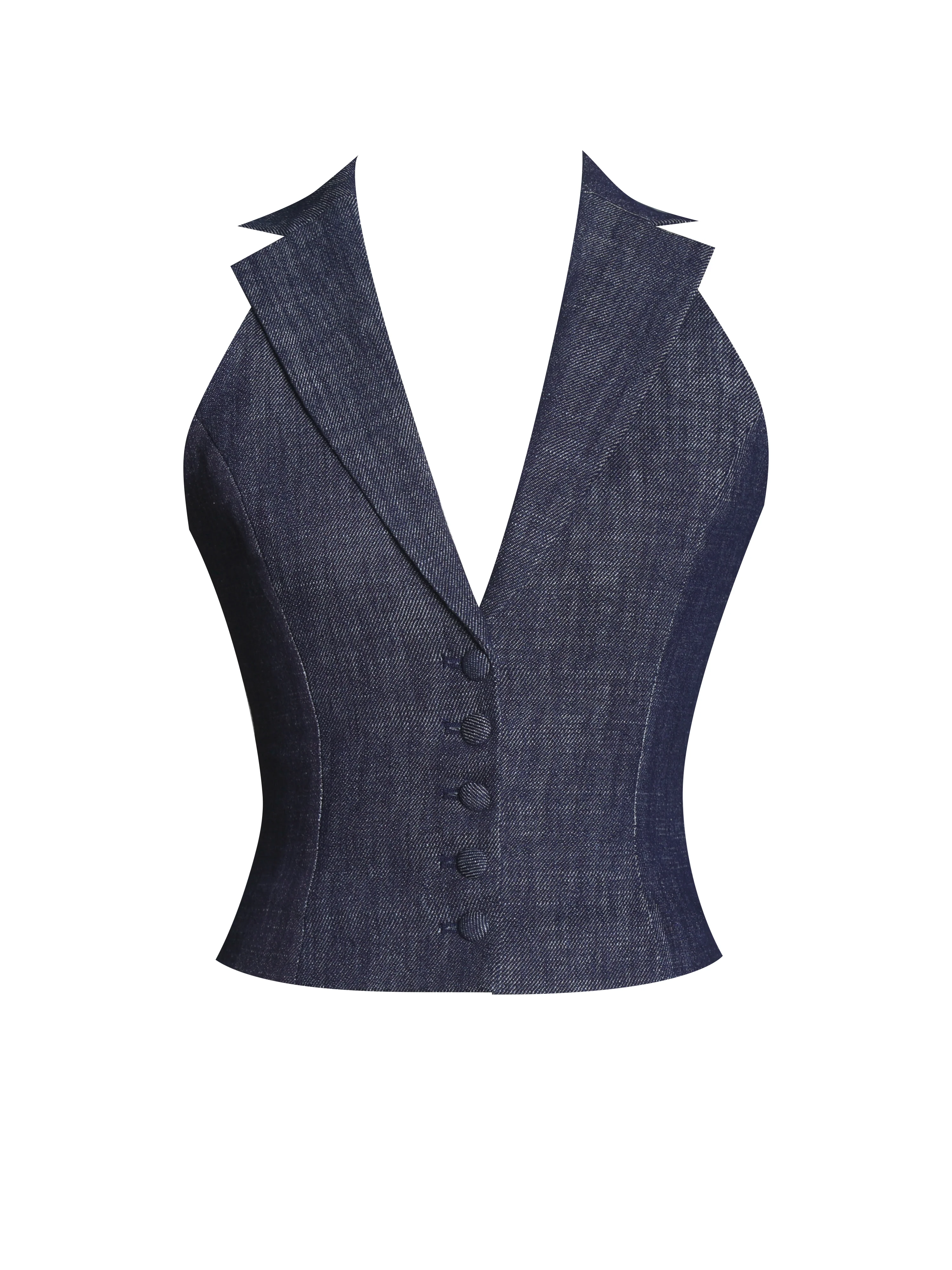 Rafaella Ruched Back Cotton Denim Suit Vest