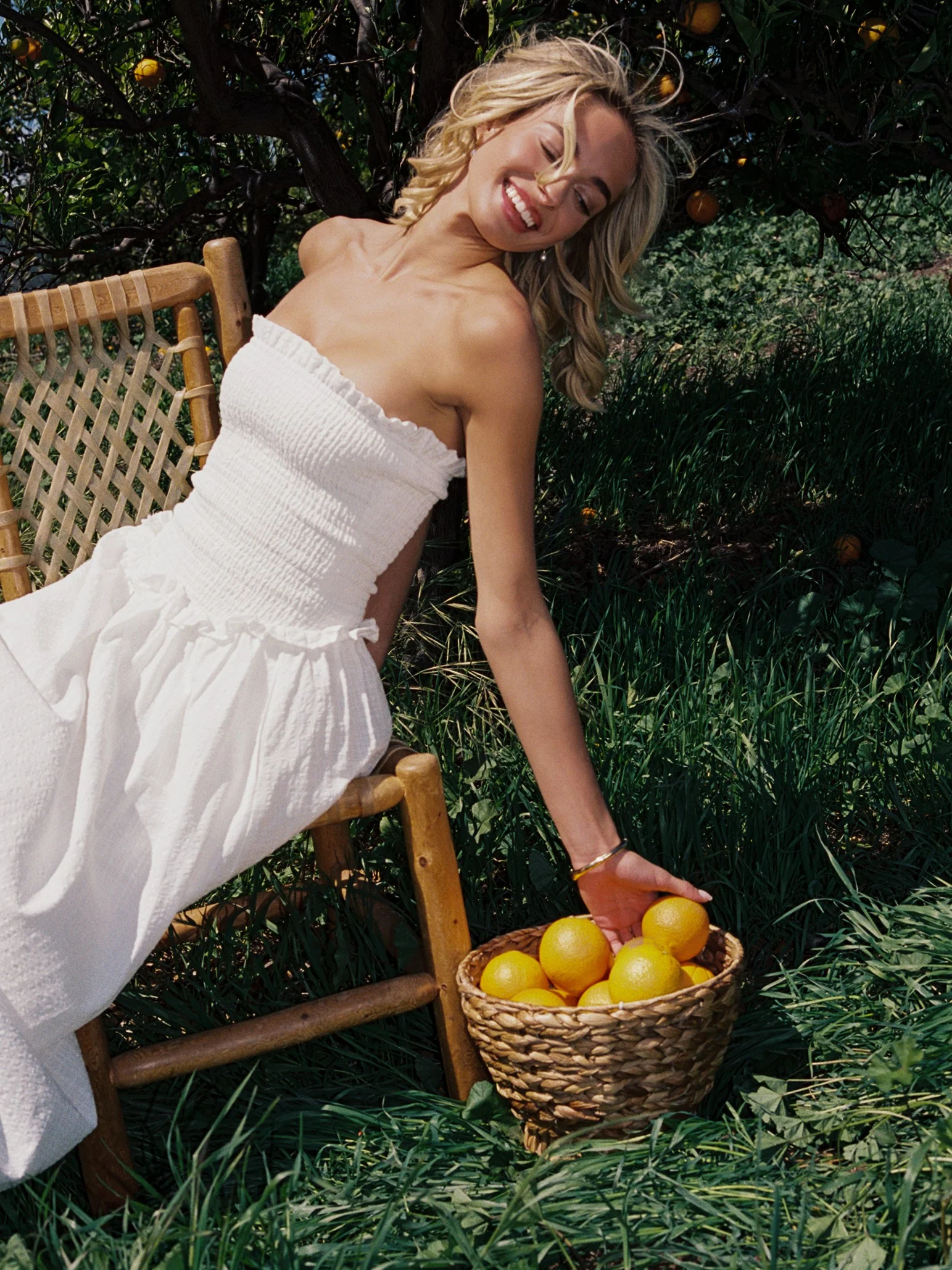 Quadiya Smock Top Strapless Drop Waist Midi Dress