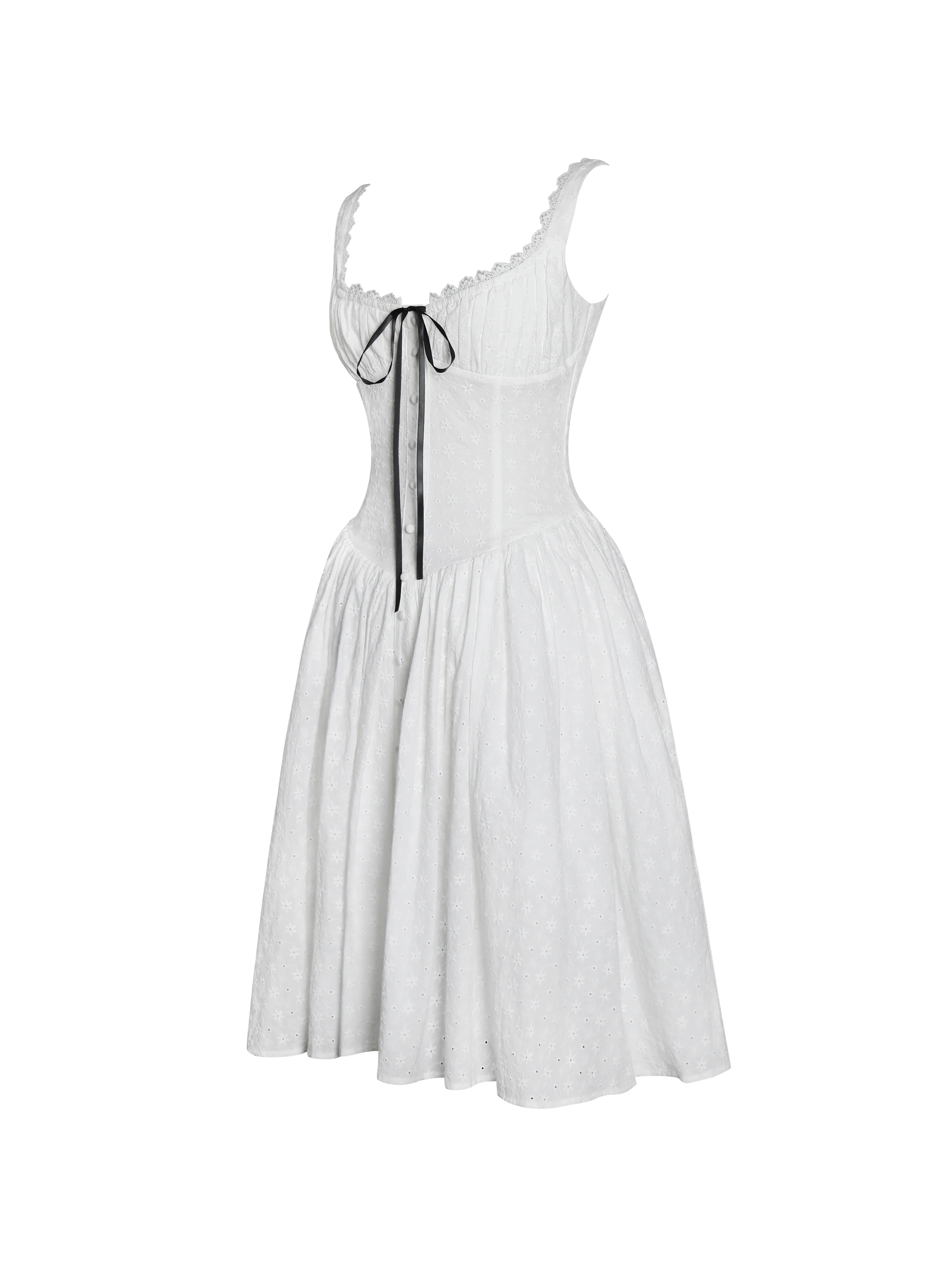 Madison Cotton Eyelet Square Neck Midi Dress