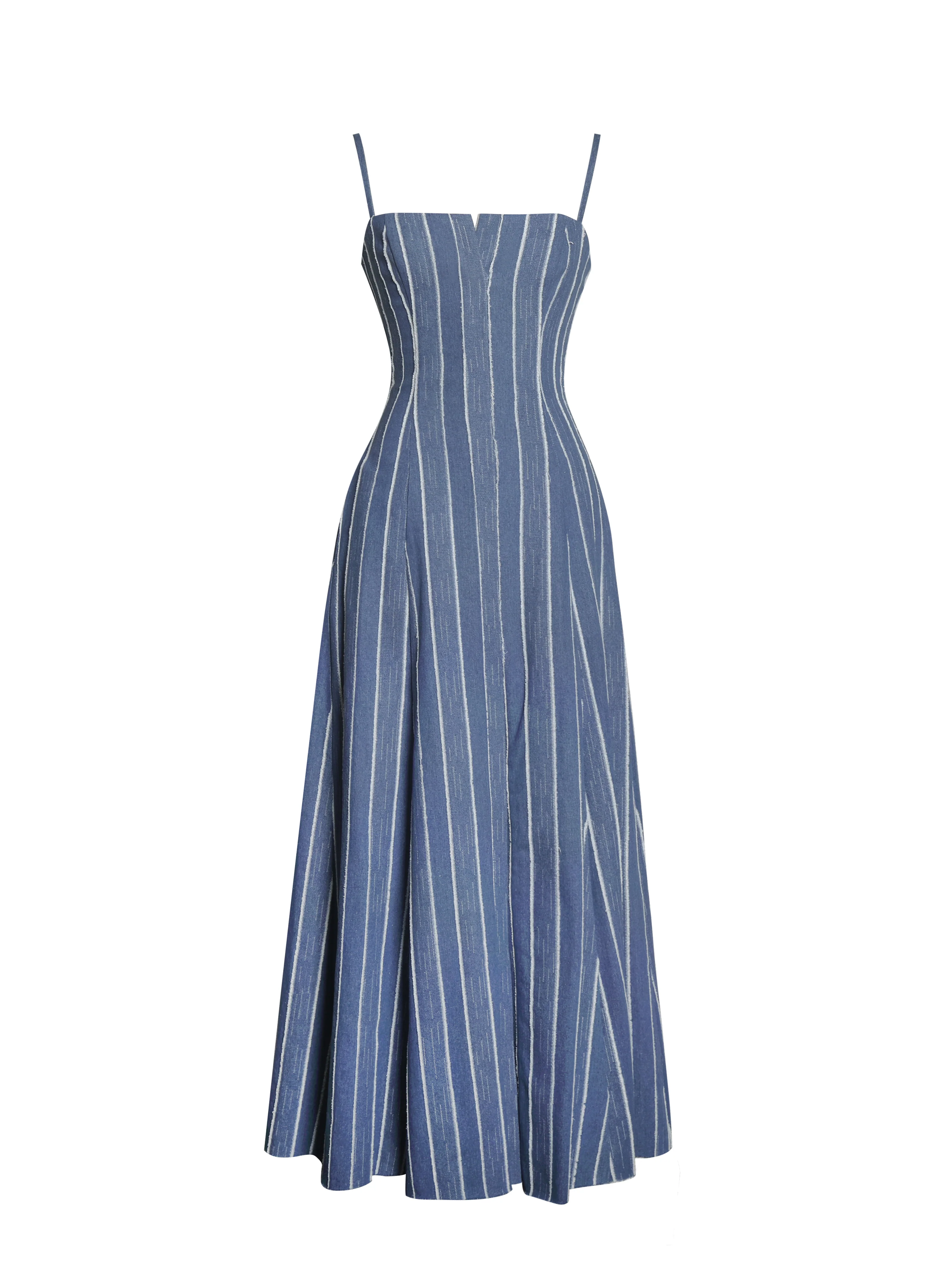 Abygail Stripe Cotton Denim Maxi Dress