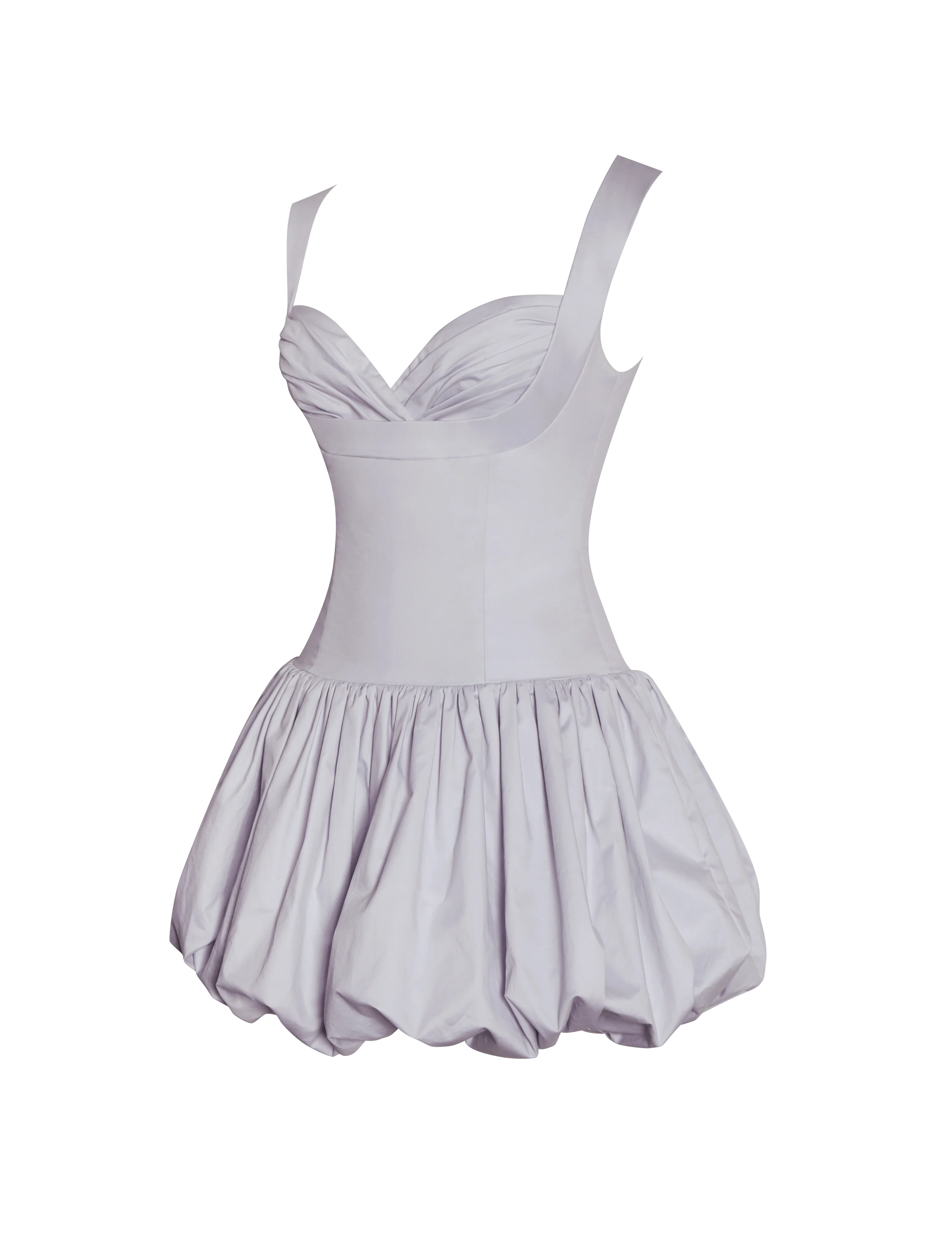 Zada Grey Pleated Breast Bubble Hem Mini Dress