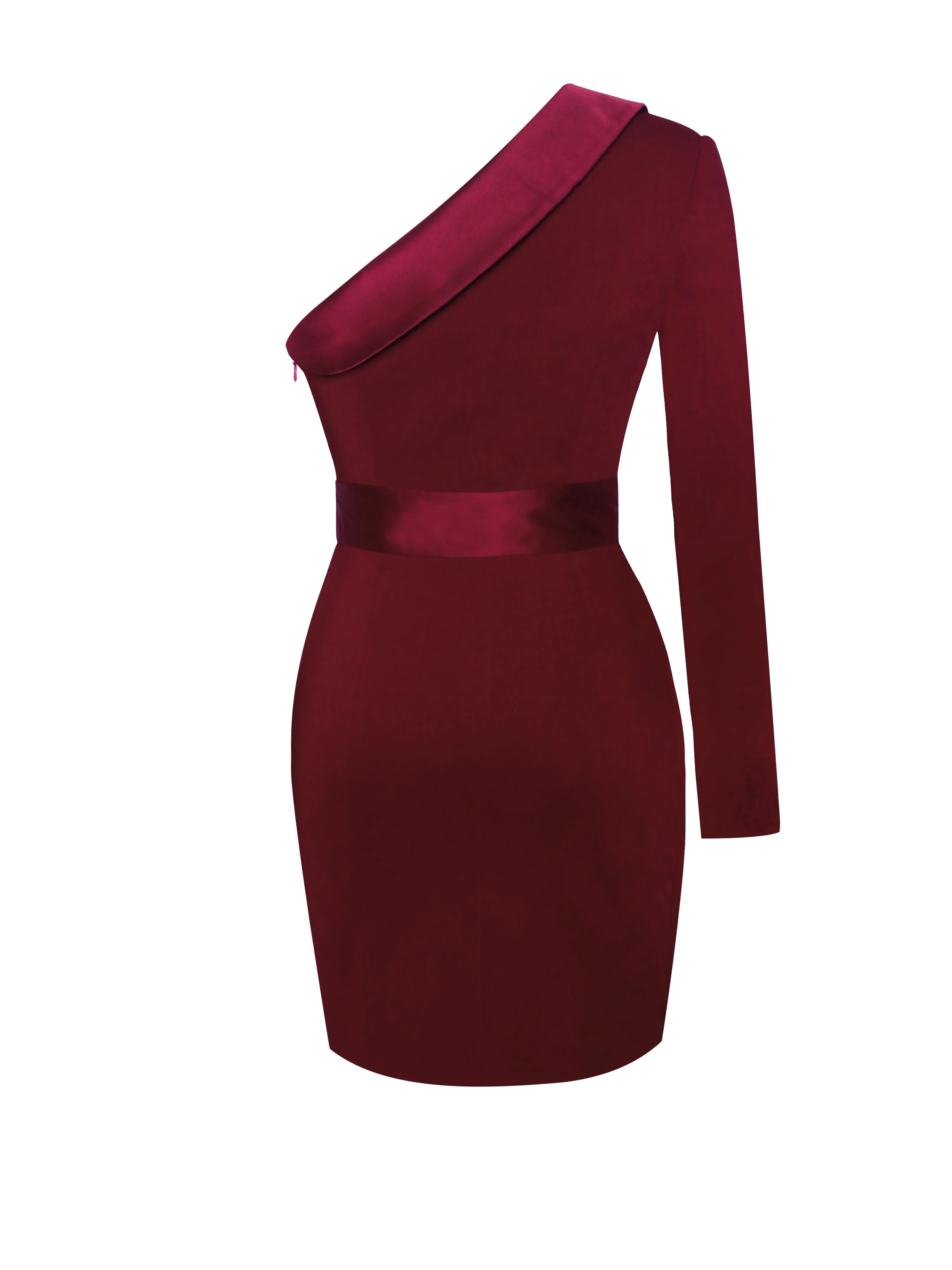 Silver Night Wine Red Sequin Crepe Tuxedo Blazer Dress