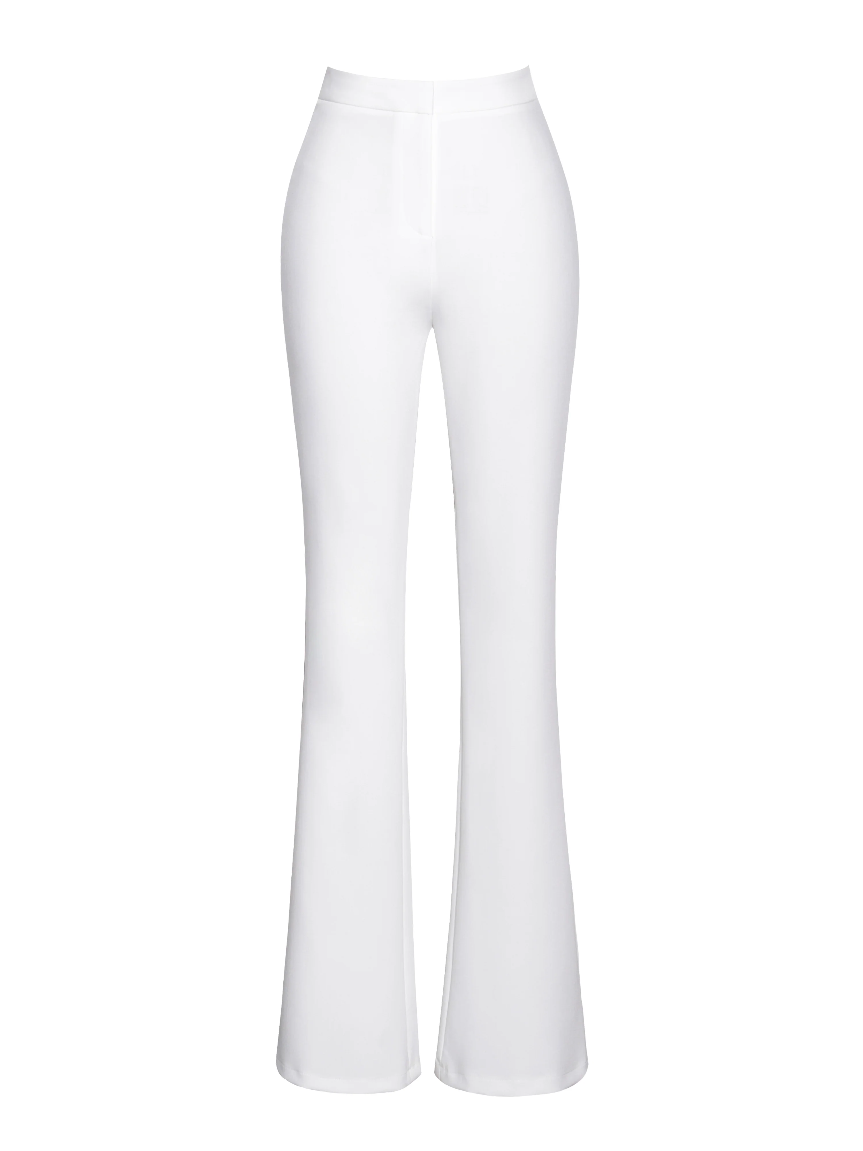 Waleria White Stretch Crepe Flare Pants