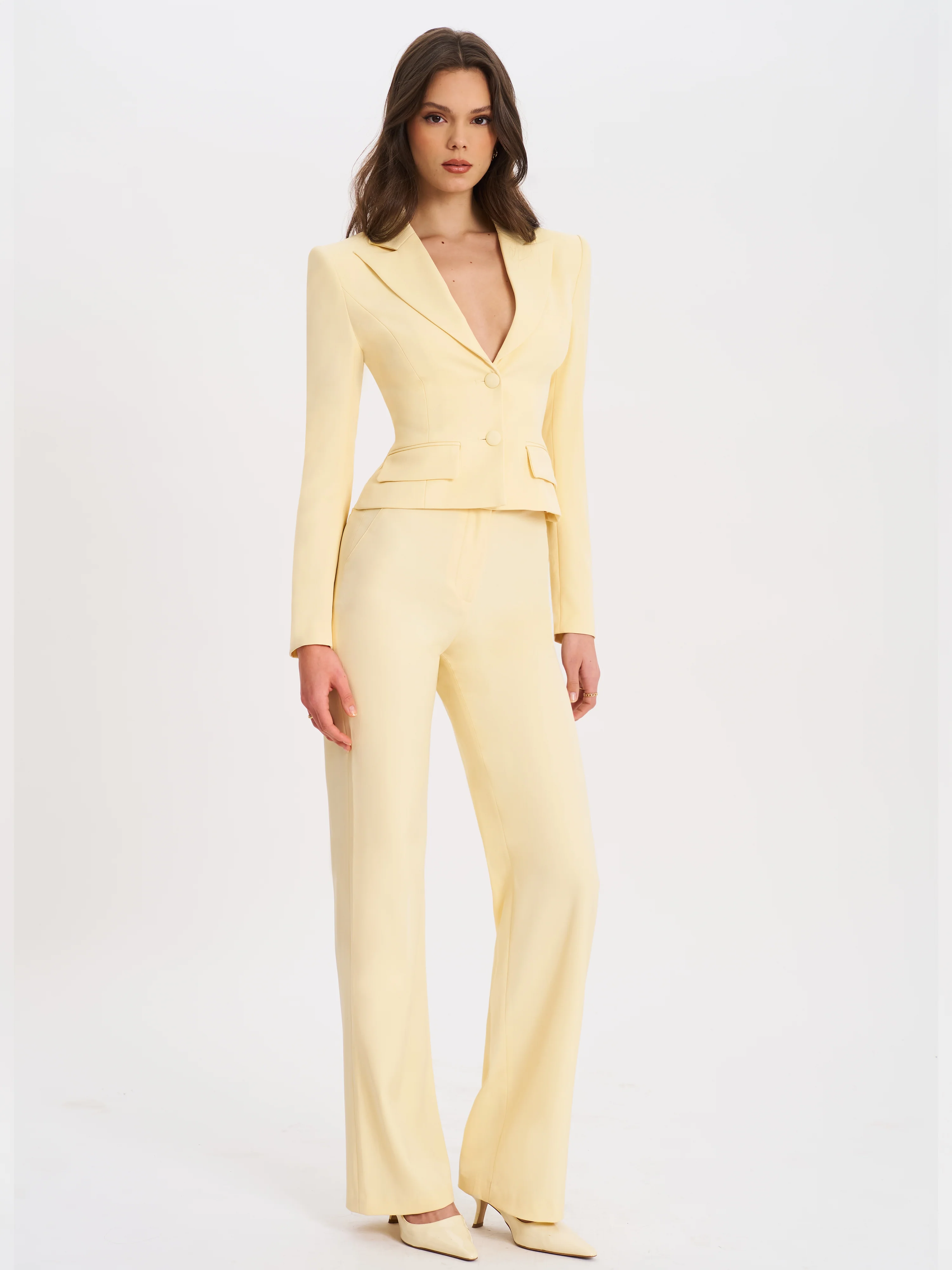 Quinnie Butter Yellow Slim Suit Pants