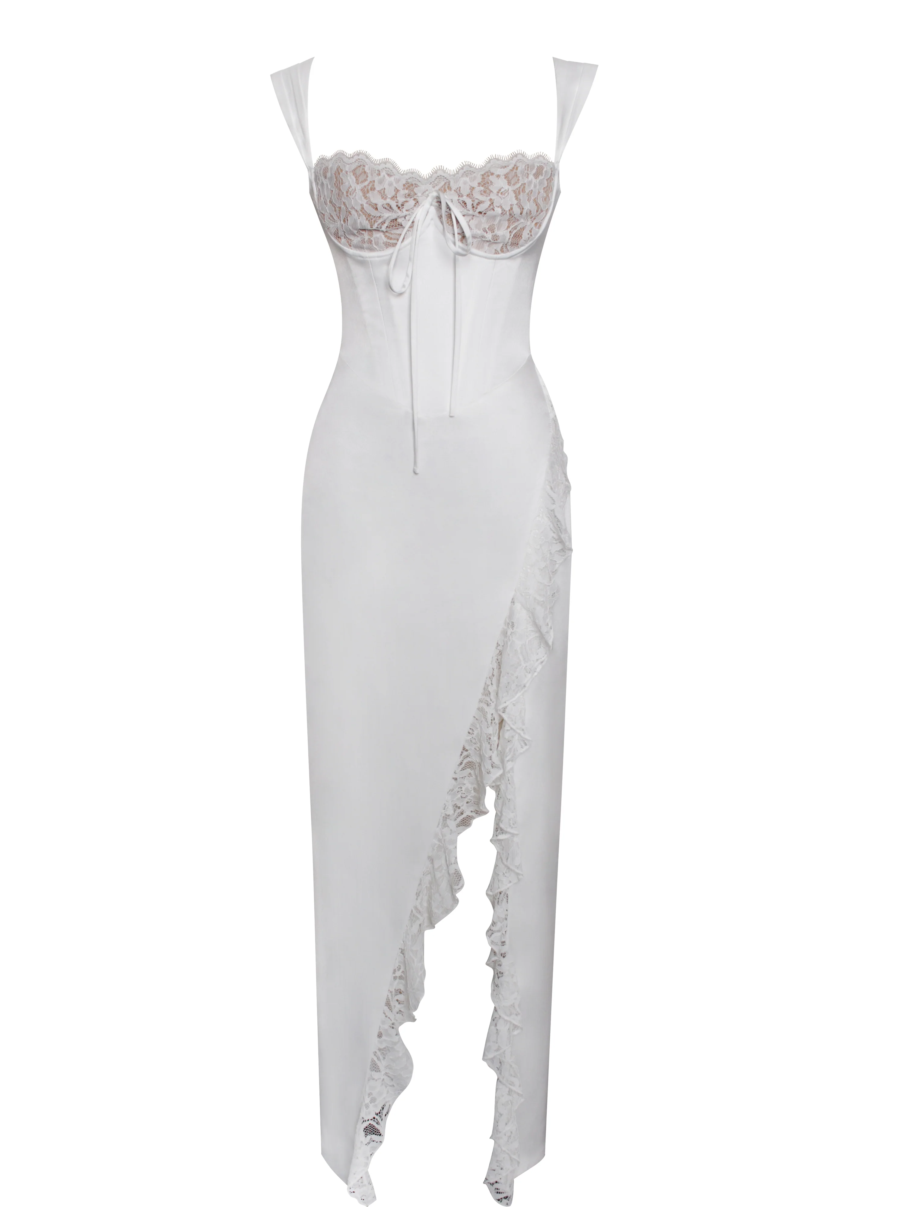 Freddie White Lace Satin Maxi Corset Dress