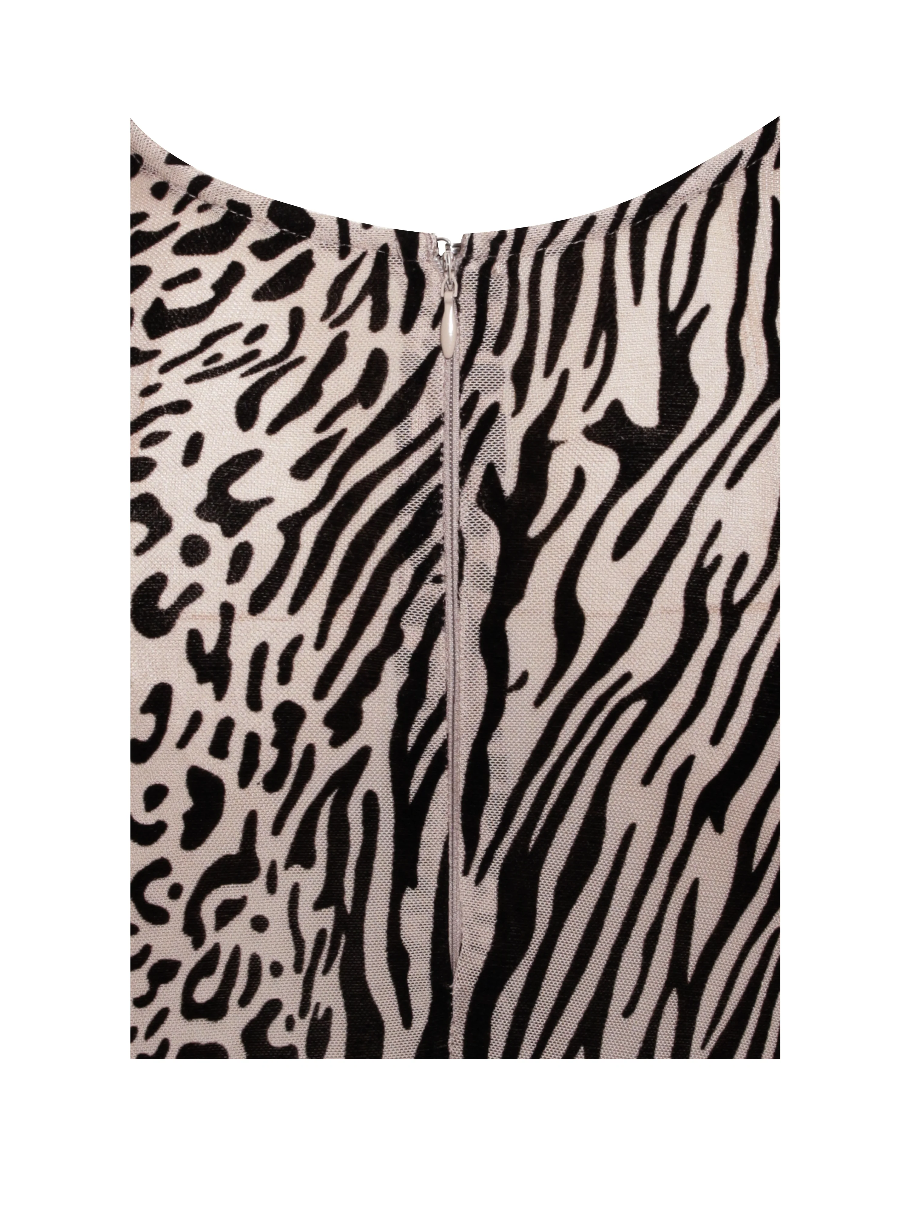 Waylynn Nude Black Animal Print Burnout Velvet Detail Mesh Backless Maxi Dress