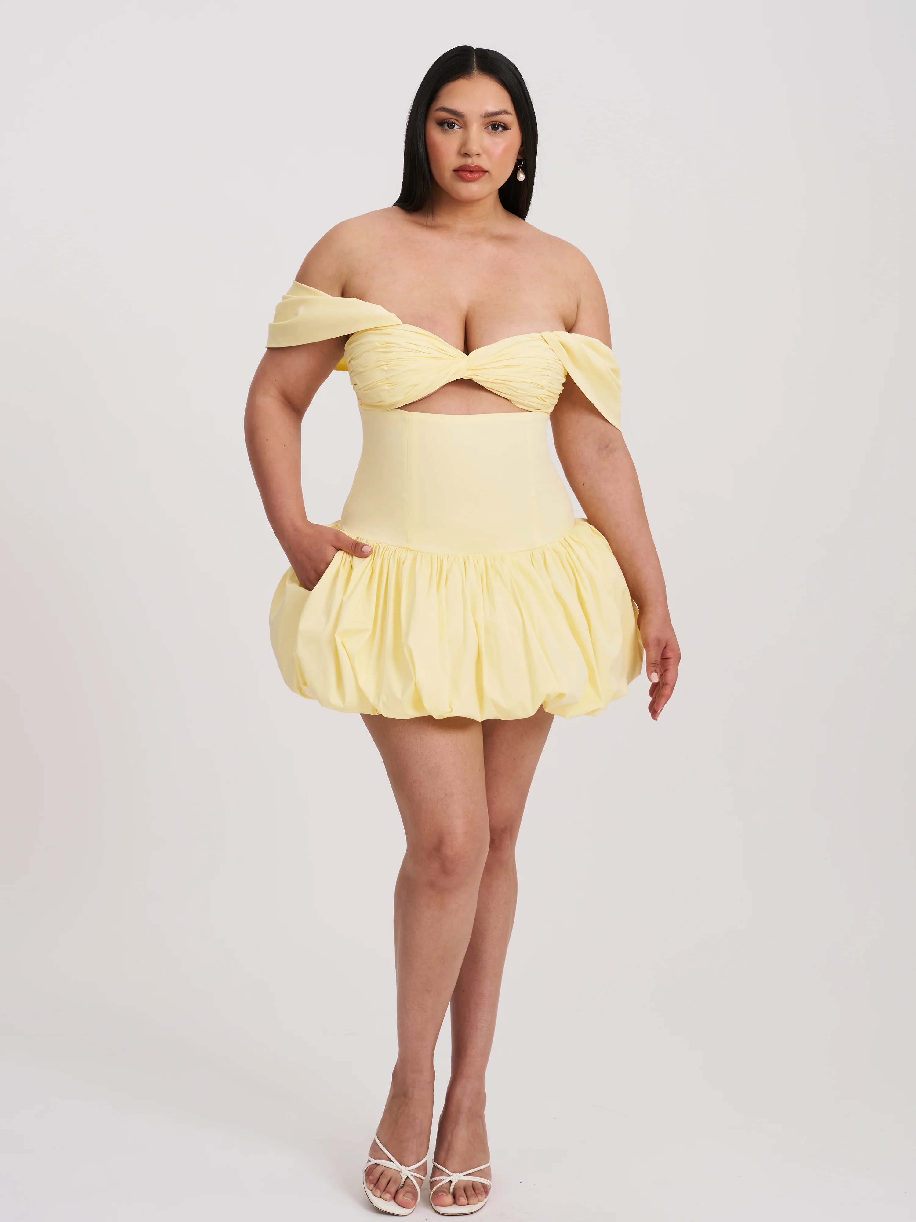 Umika Butter Yellow Bubble Hem Mini Dress
