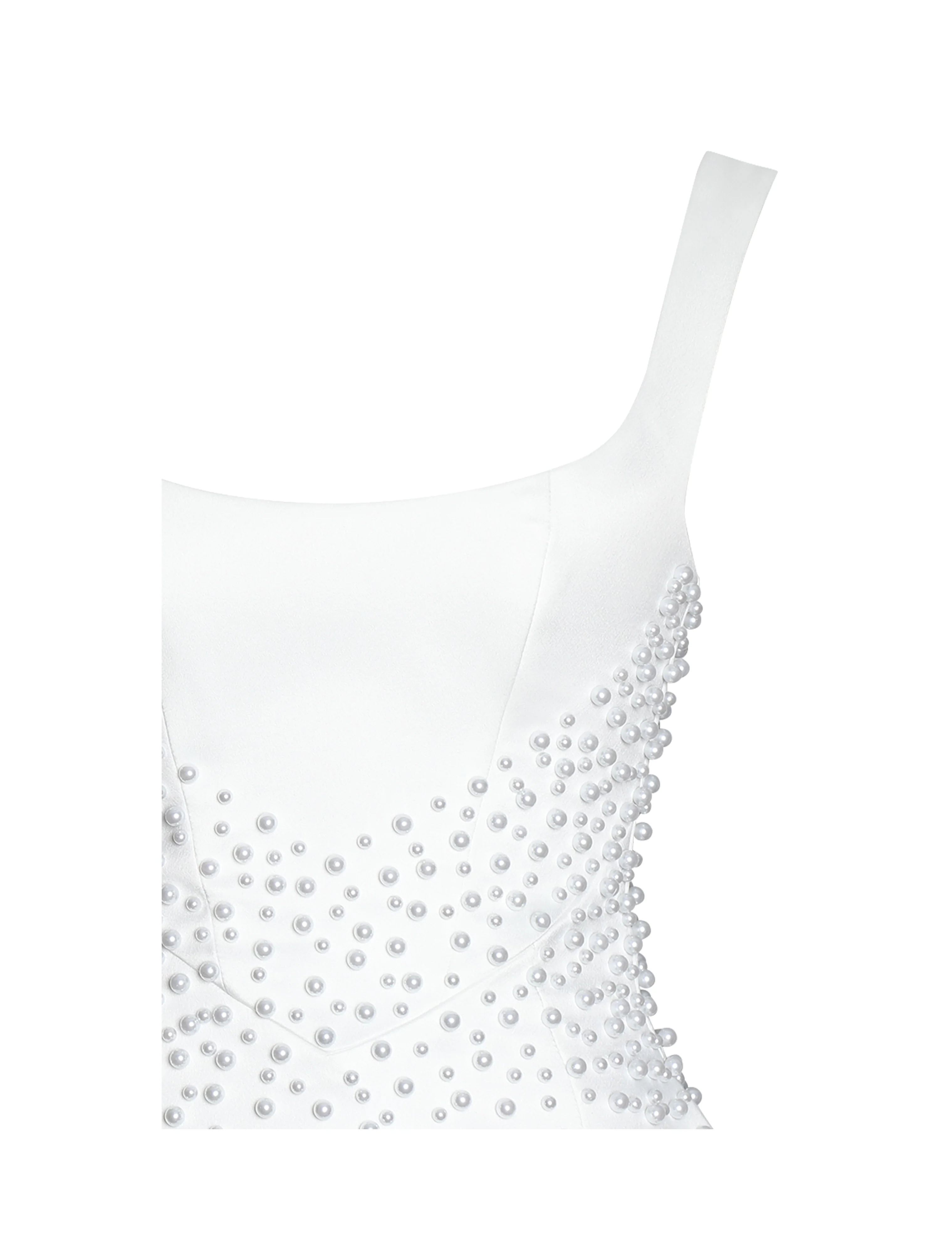Tais Pearl Beaded Cocoon Shape Sleeveless Mini Dress