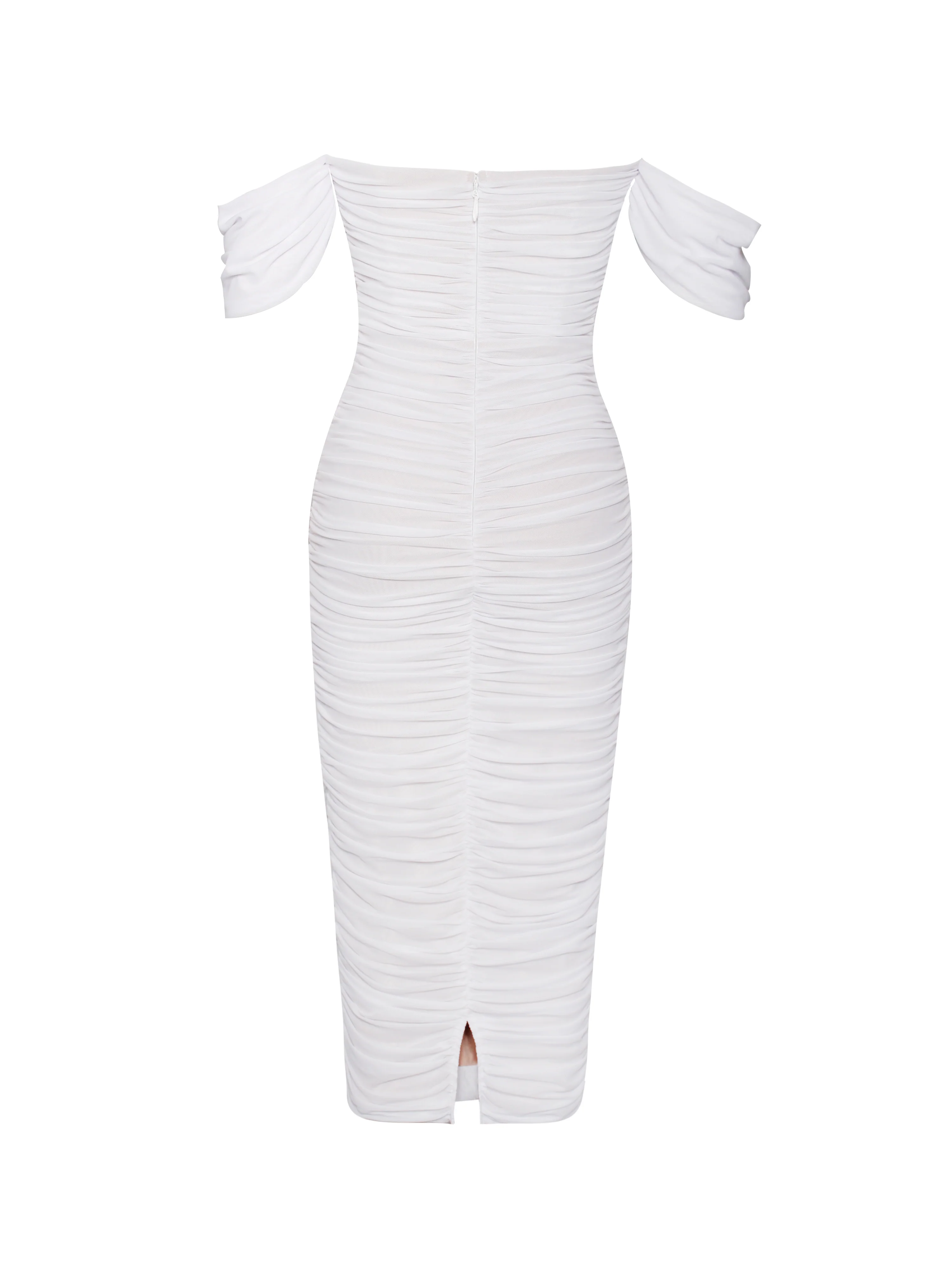 Quenby White Off Shoulder Mesh Maxi Dress