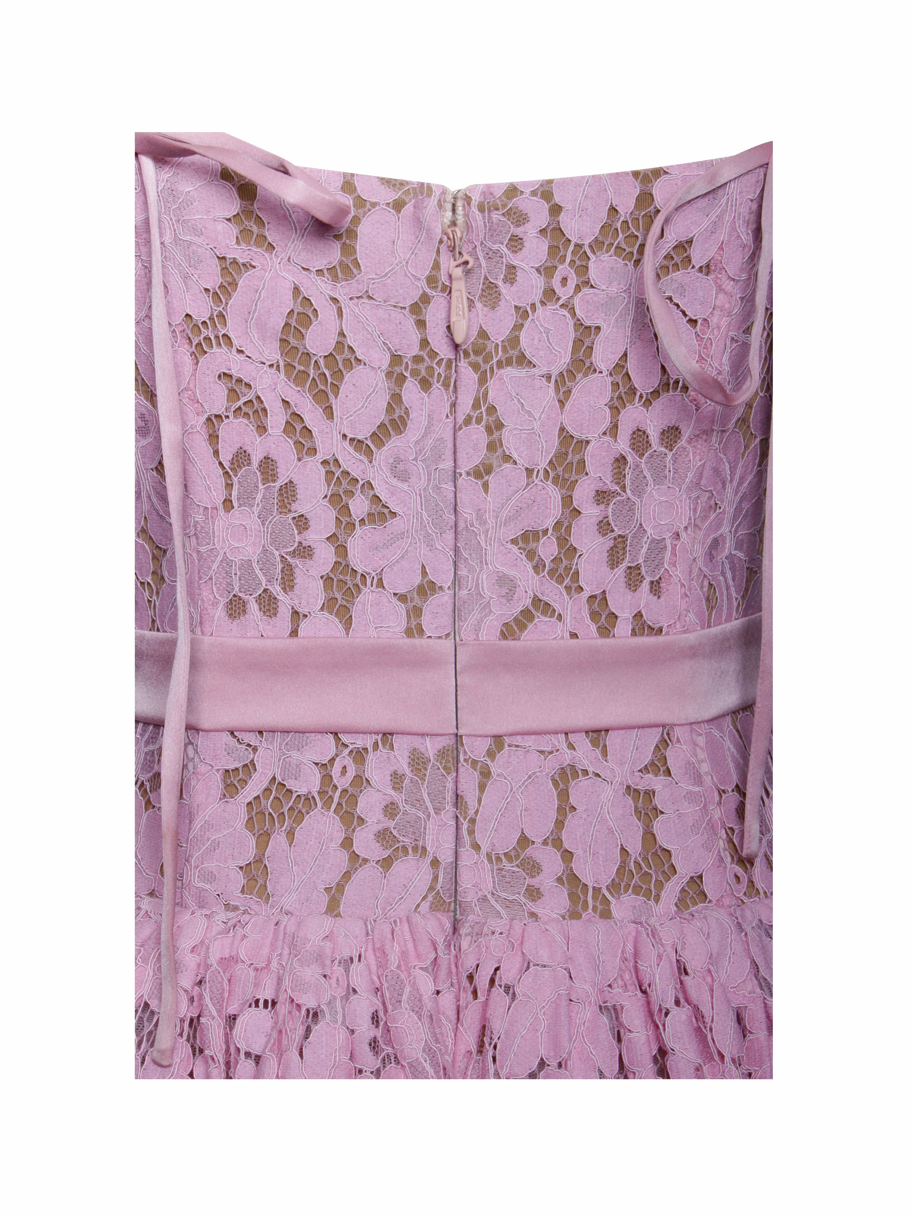 Lorena Pink Lace Drop Waist Midi Sundress