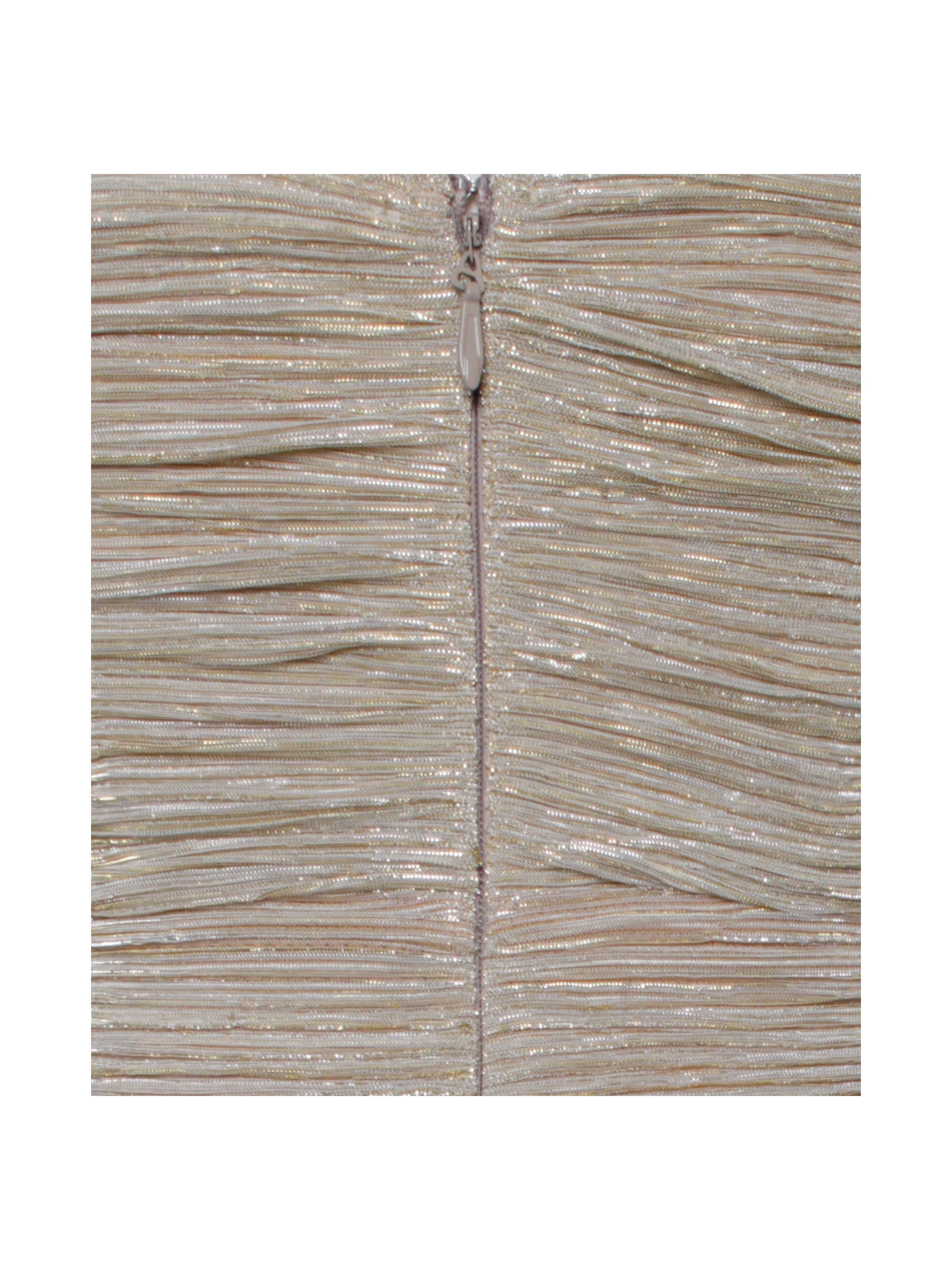 Gene Gold Ruched Off Shoulder Chiffon Dress