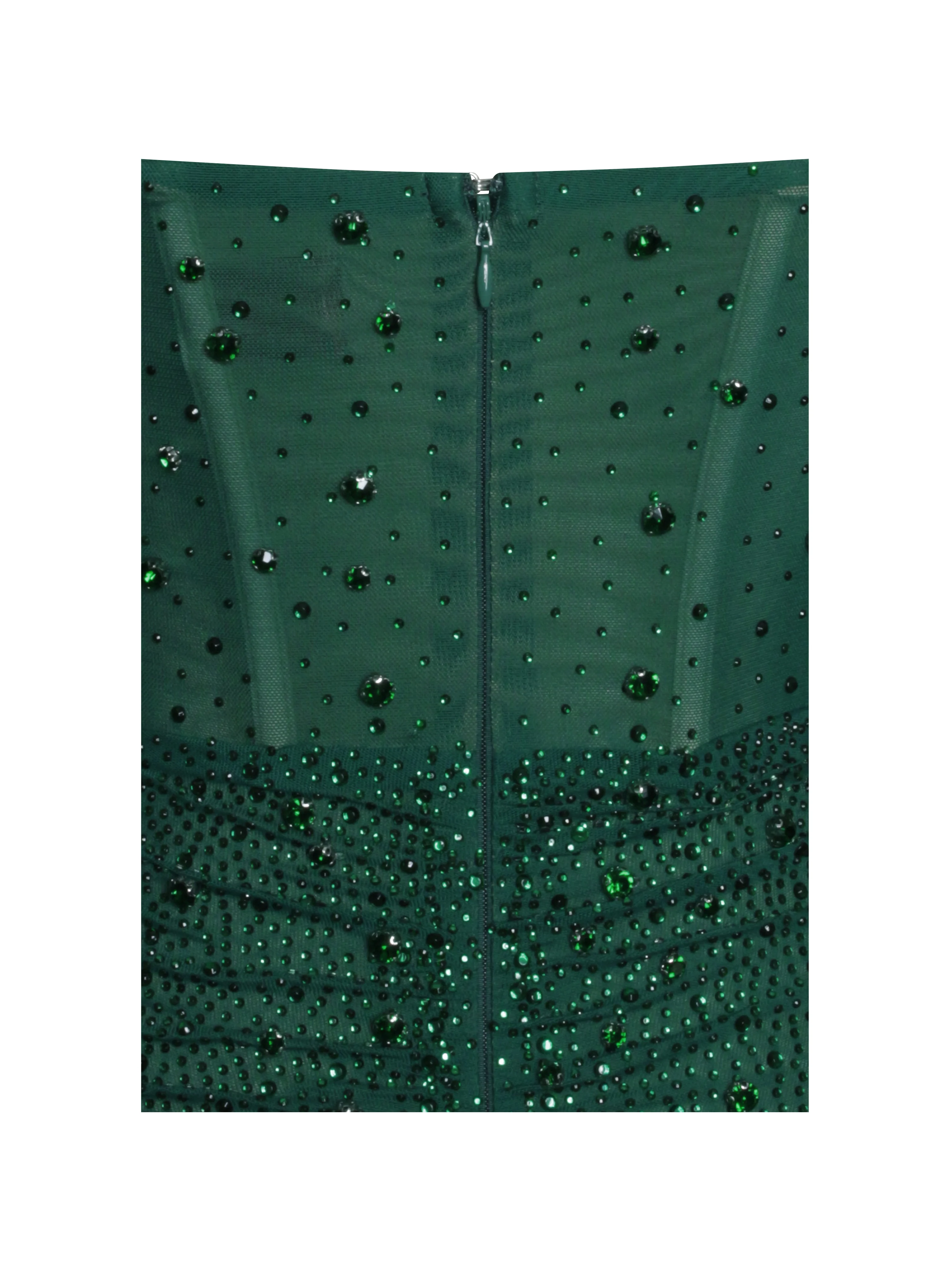 Fatima Green Crystal Sleeveless Corset Mermaid Maxi Dress