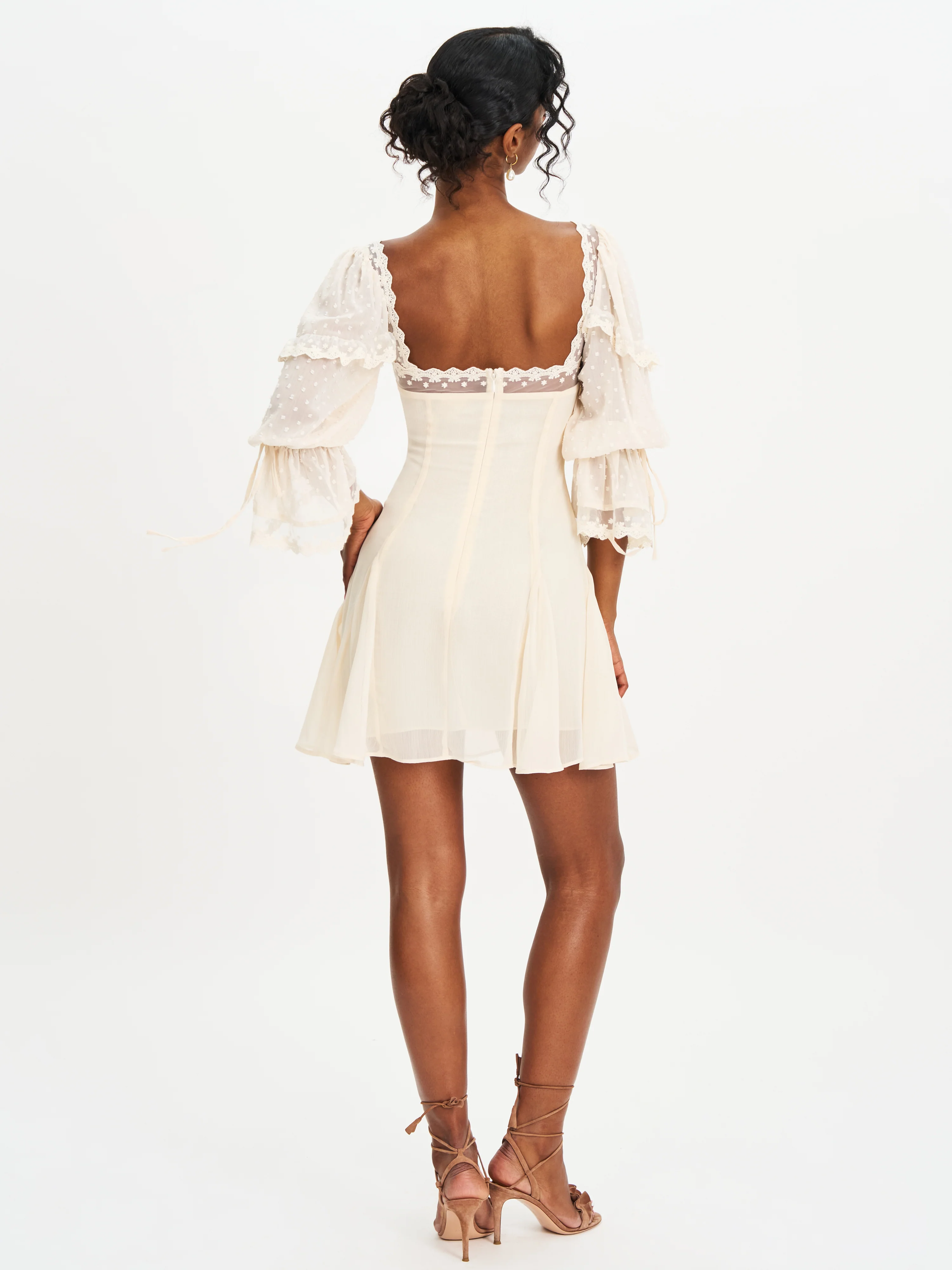 Zakira Lace Trim Half Sleeve Mini Dress
