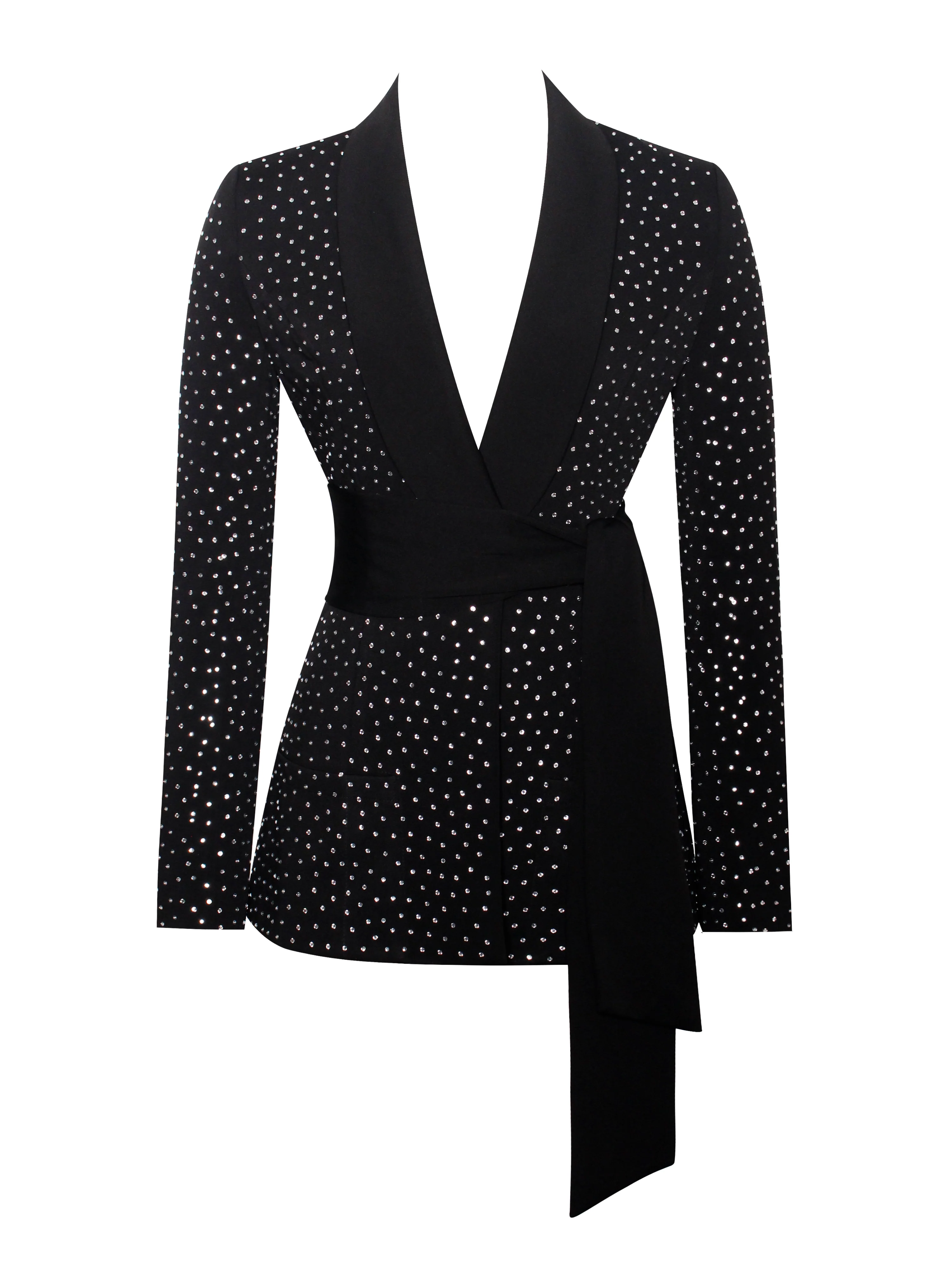 Visionary Crystal Embellished Black Blazer Jacket
