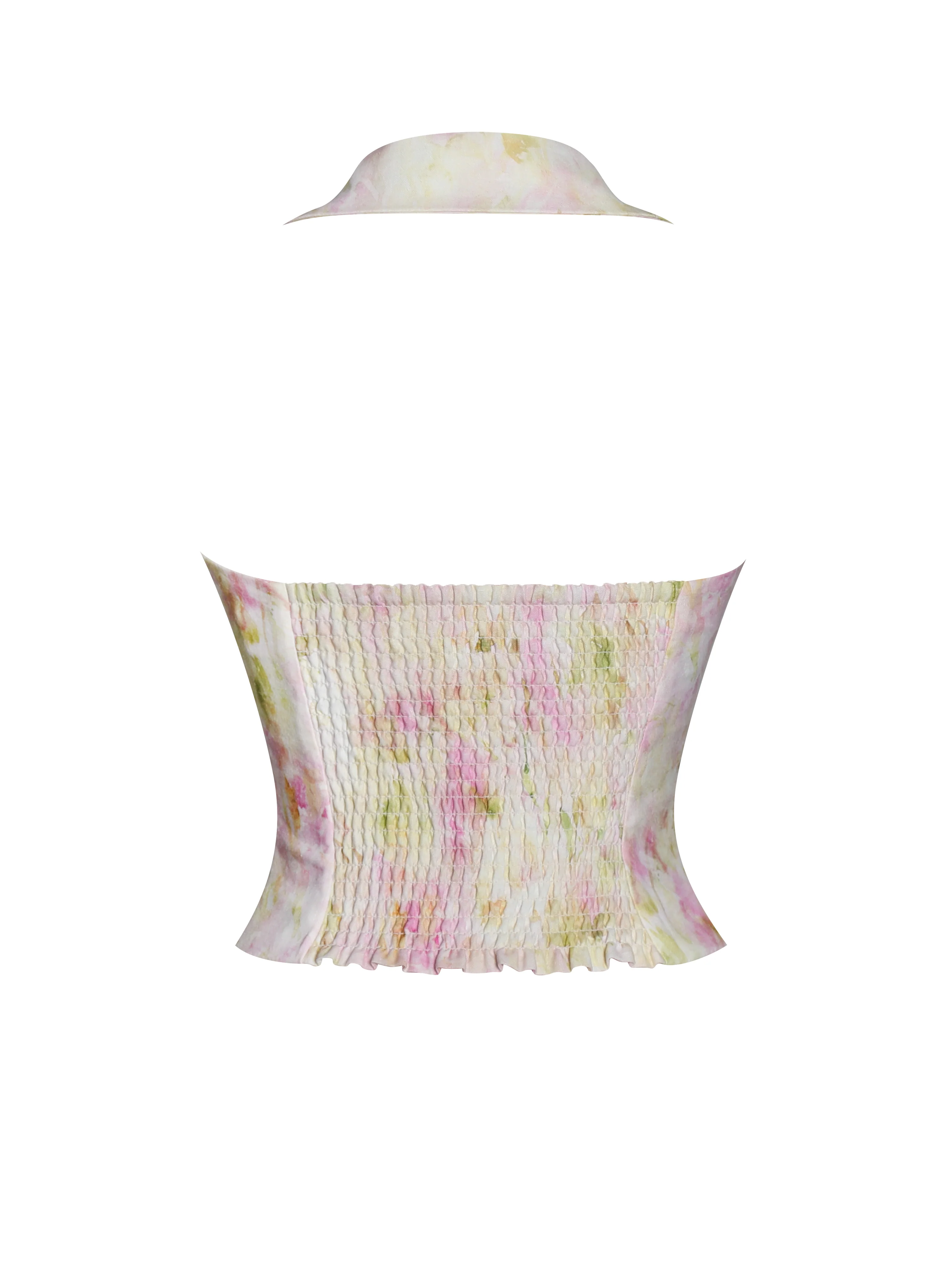 Lauren Pink Floral Print Ruched Back Linen Suit Vest