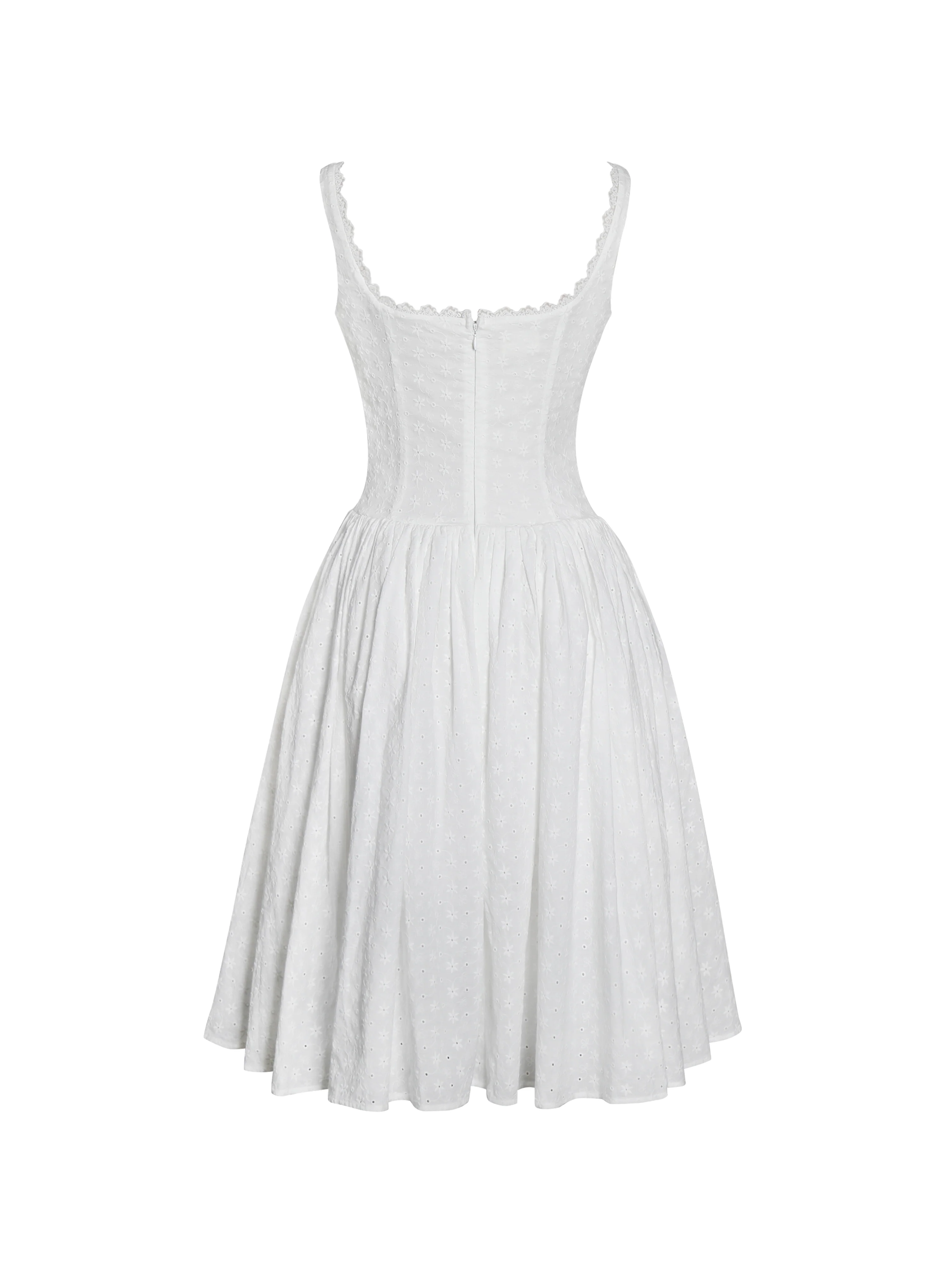 Madison Cotton Eyelet Square Neck Midi Dress