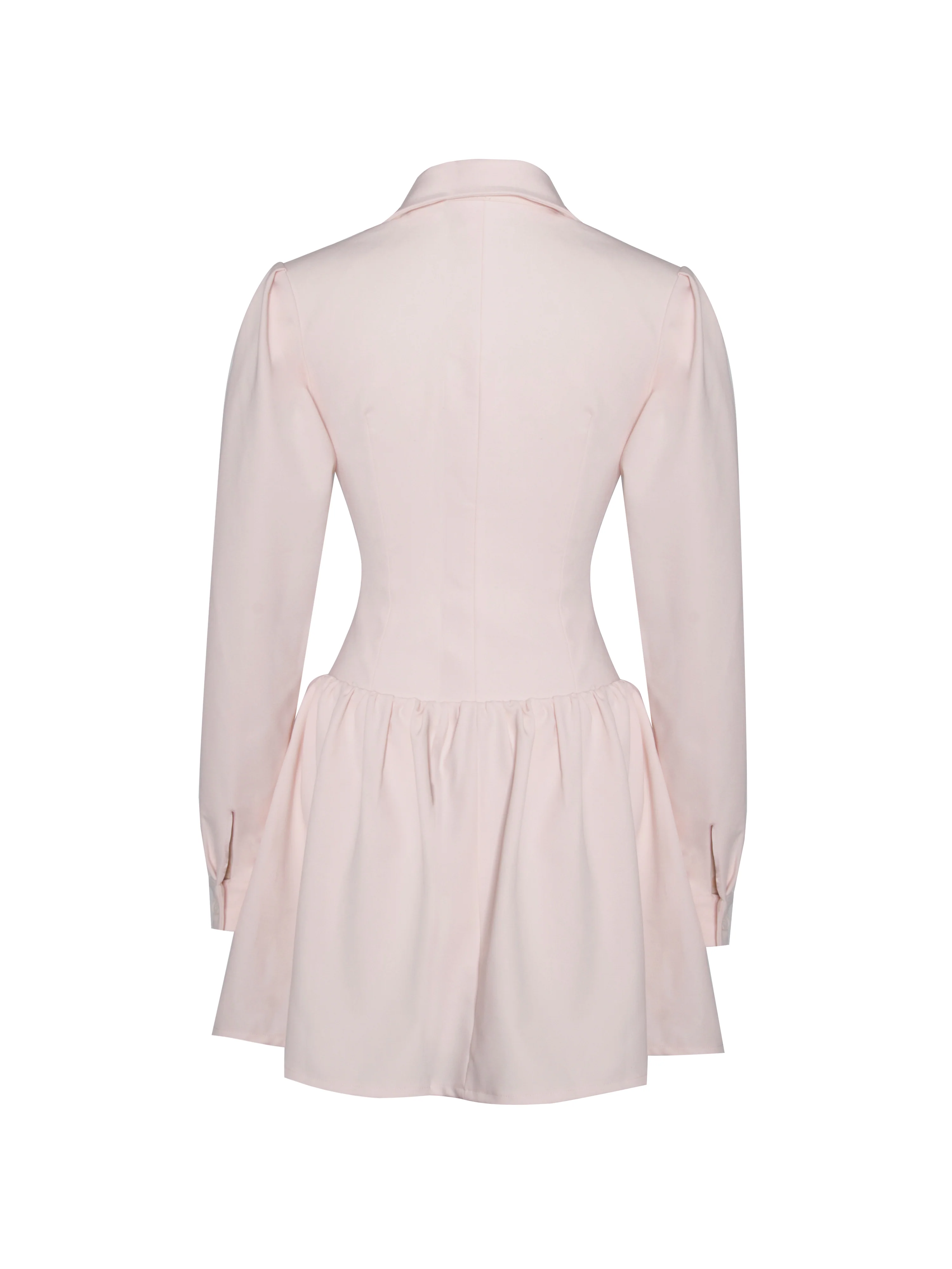 Xabrina Macaron Pink Long Sleeve Shirt Mini Dress