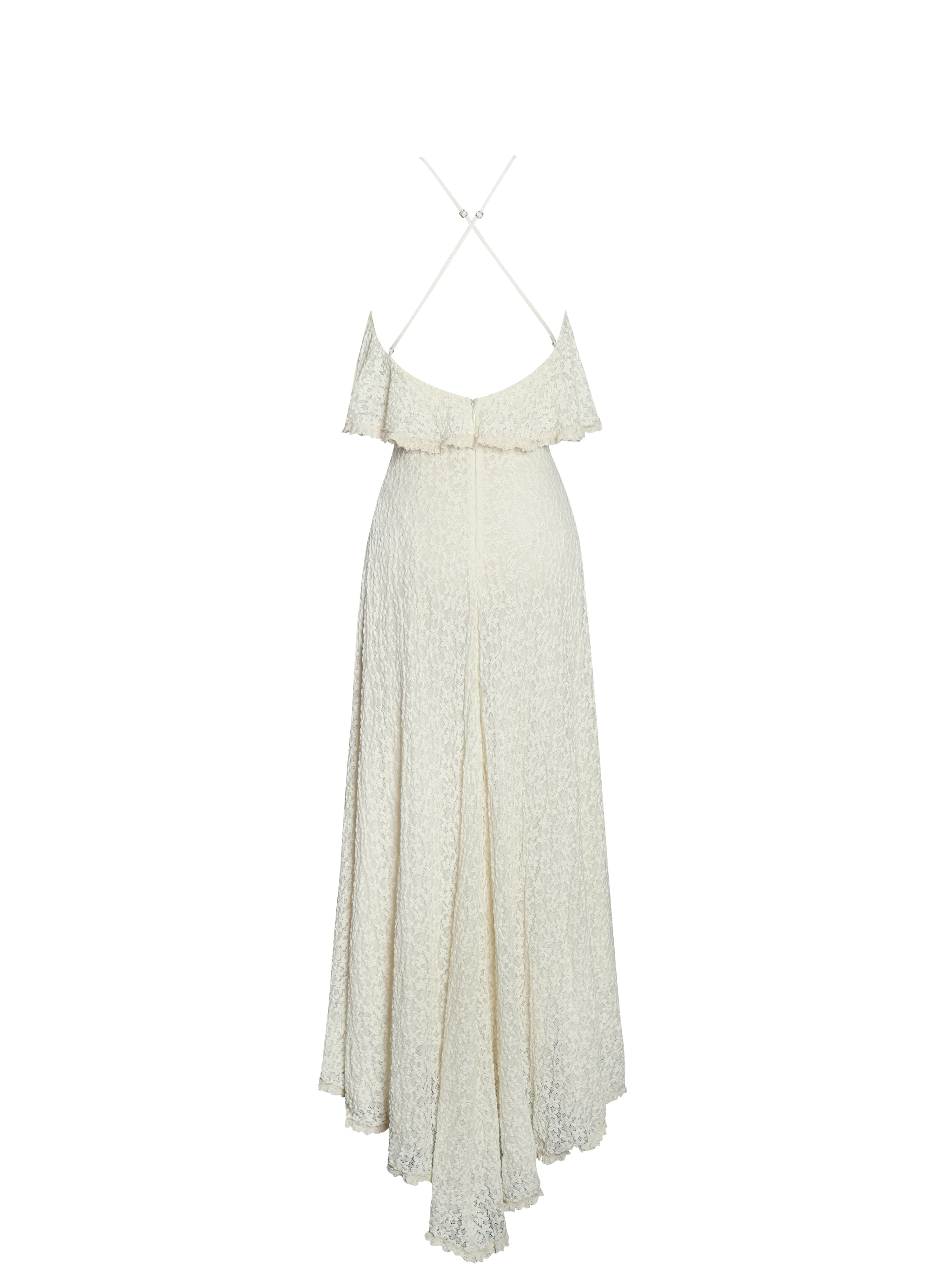 Idra Lace Trim Sleeveless Crochet Midi Trailing Dress