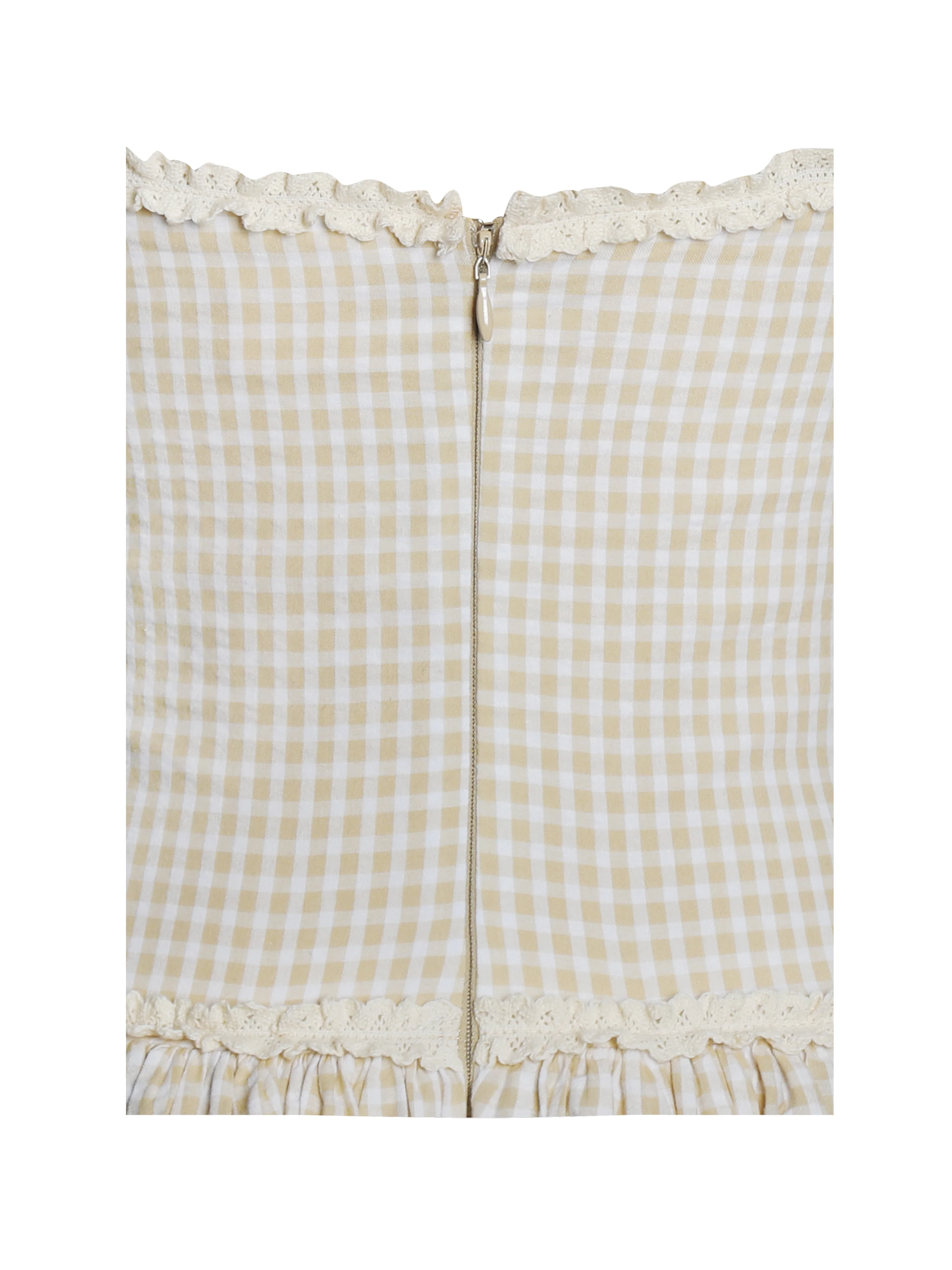 Idella Yellow Gingham U Neck Midi Dress
