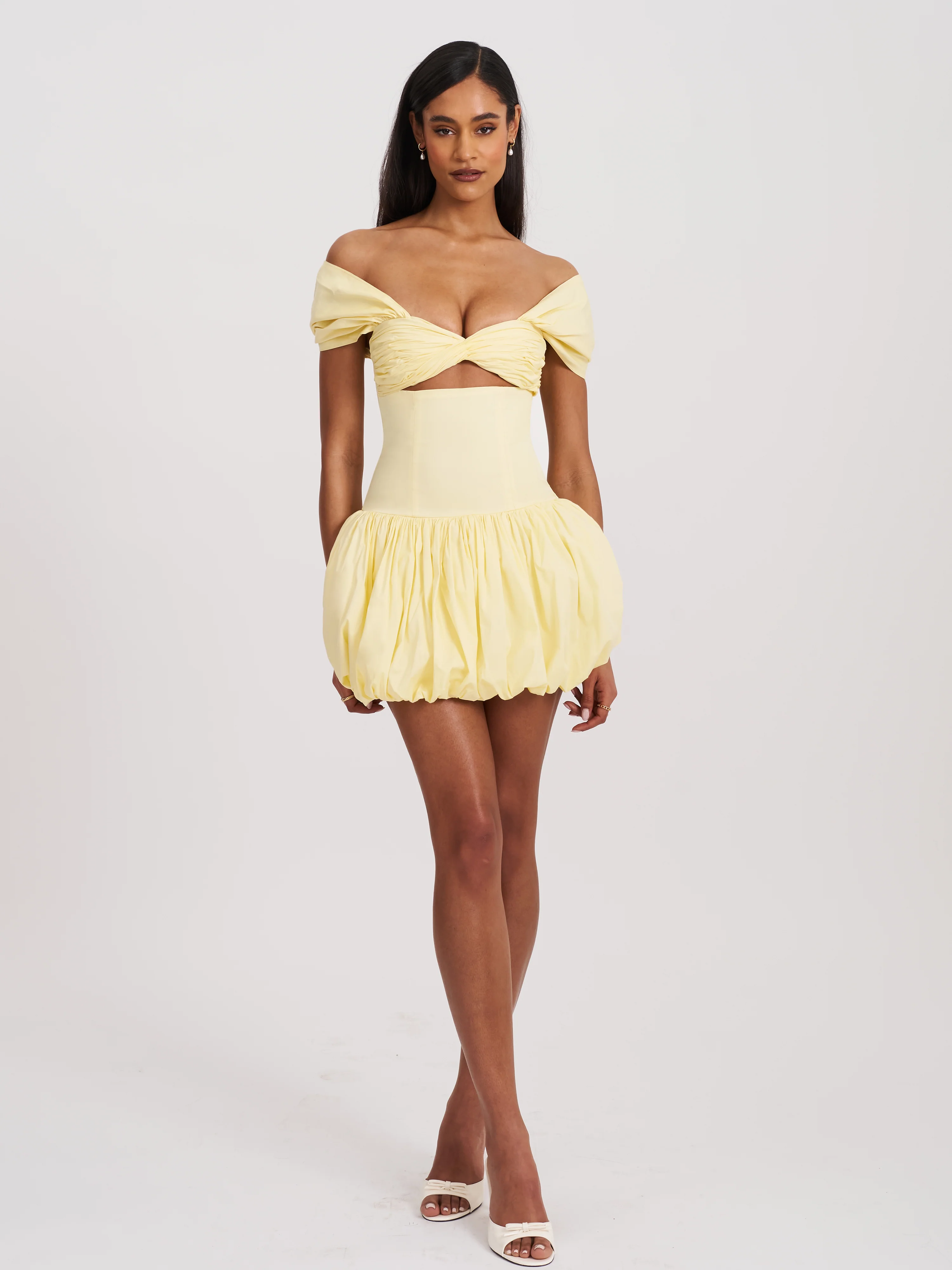 Umika Butter Yellow Bubble Hem Mini Dress