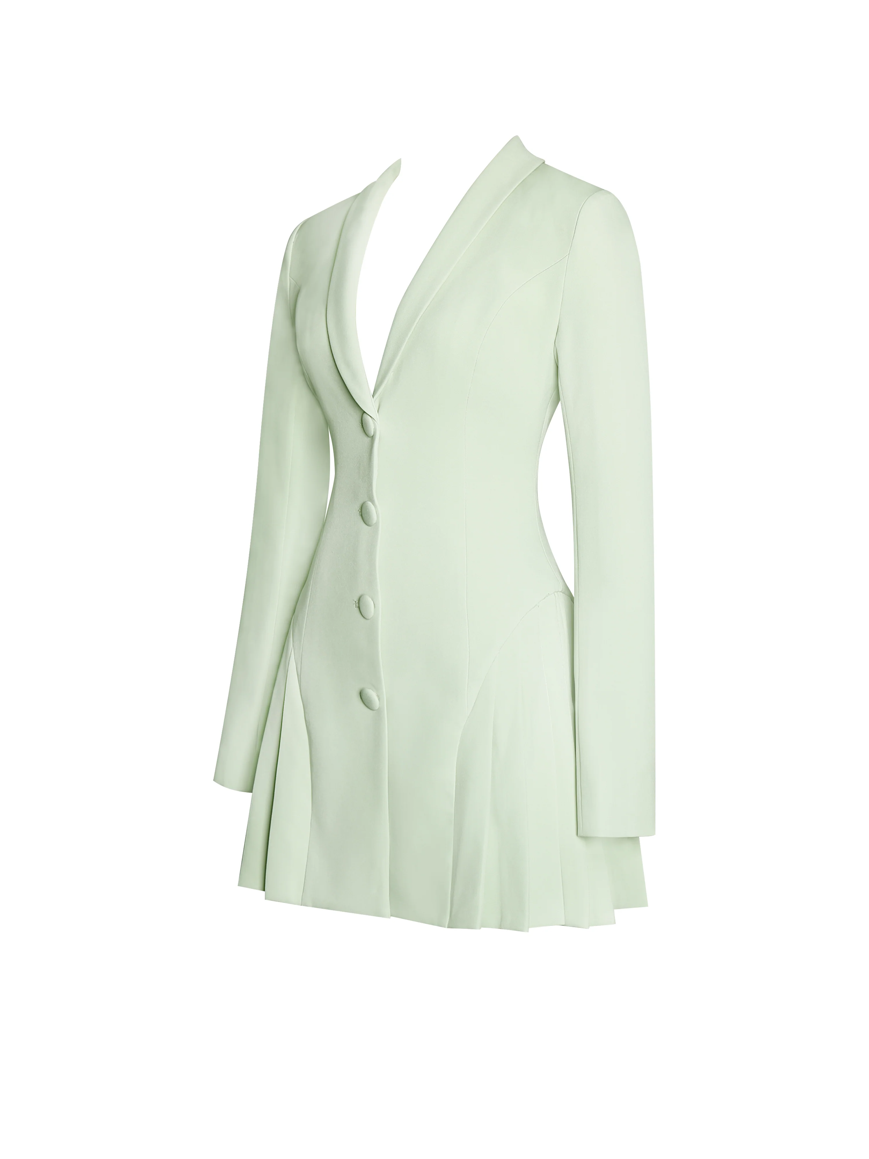 Delia Pistachio Green Blazer Dress with Pleated Detail