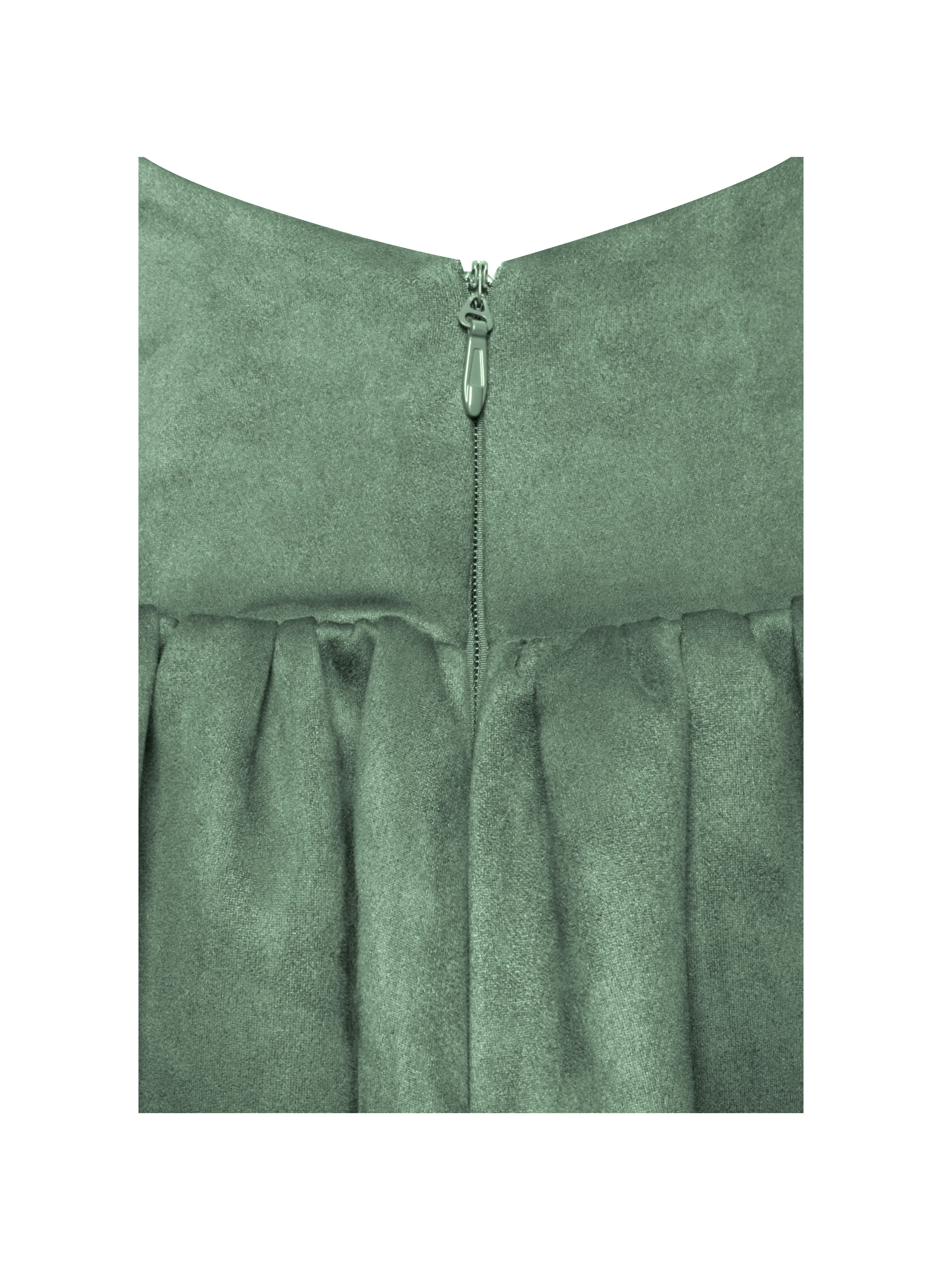 Laila Green Suede Boat Neck Backless Midi Dress