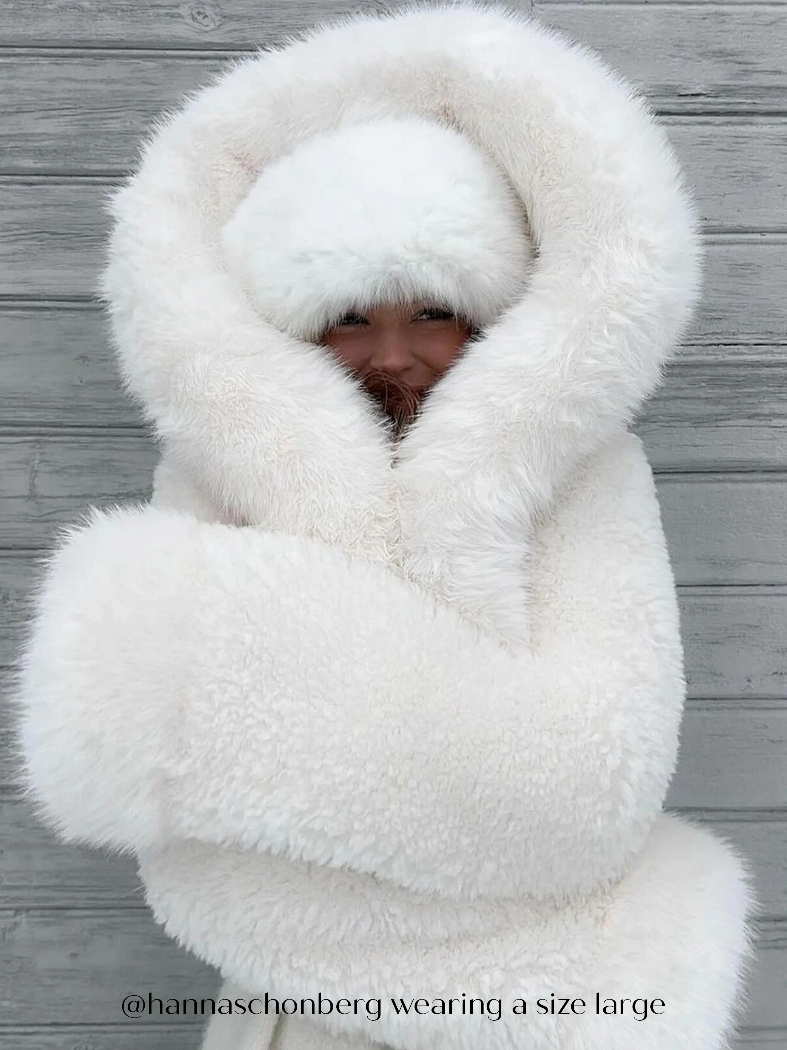 Kali White Cropped Vegan Fur Jacket With Hood