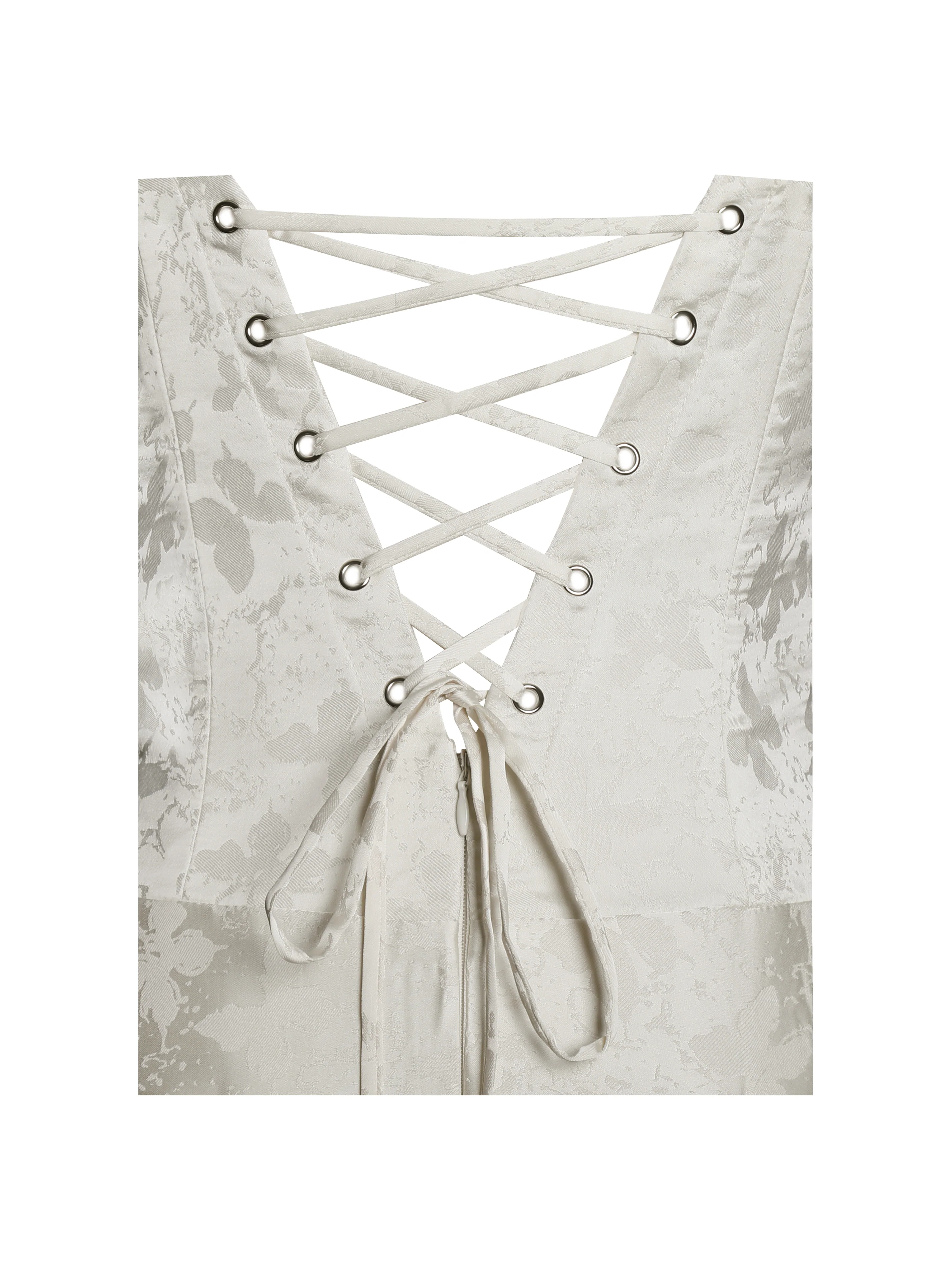 Raegan Pearl White Jacquard Rouched Maxi Dress