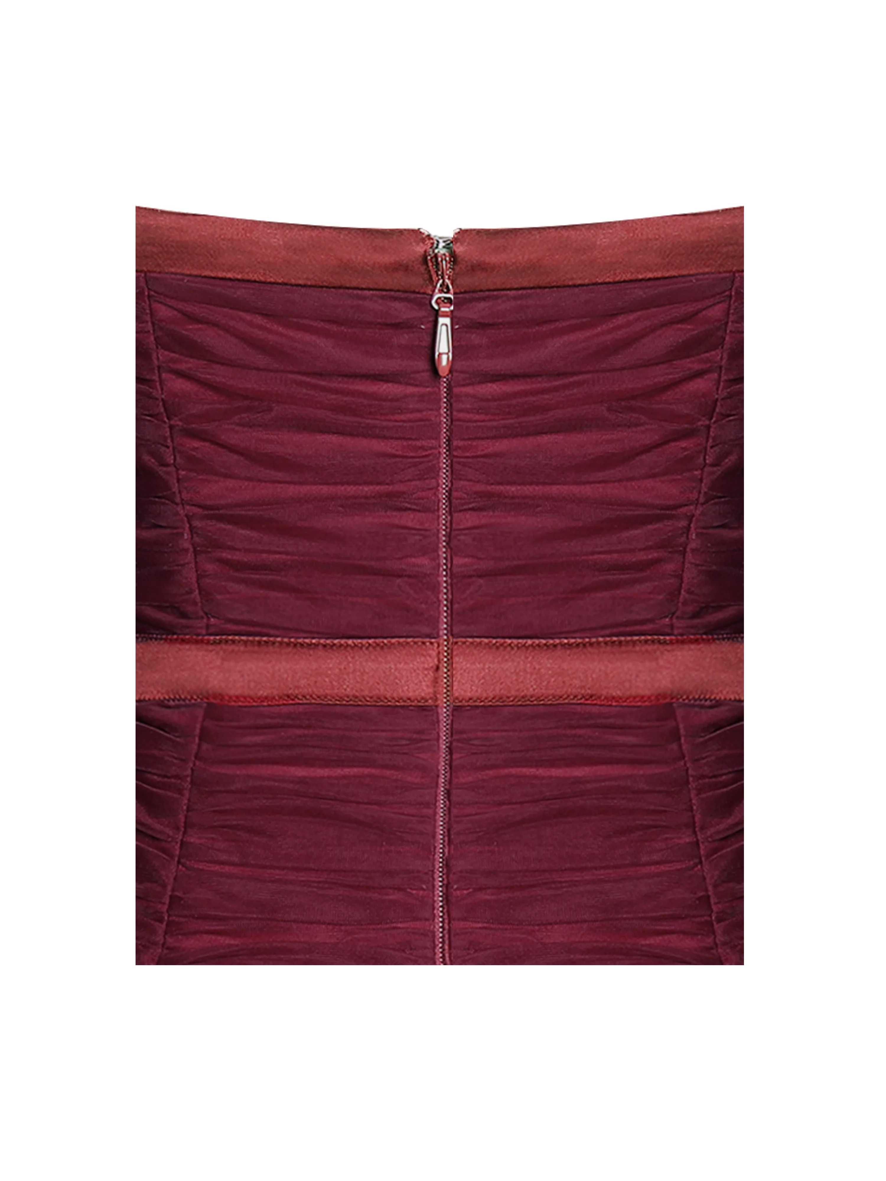 Mabel Burgundy Drop Waist Layered Mesh Midi Puffy Dress with Bow