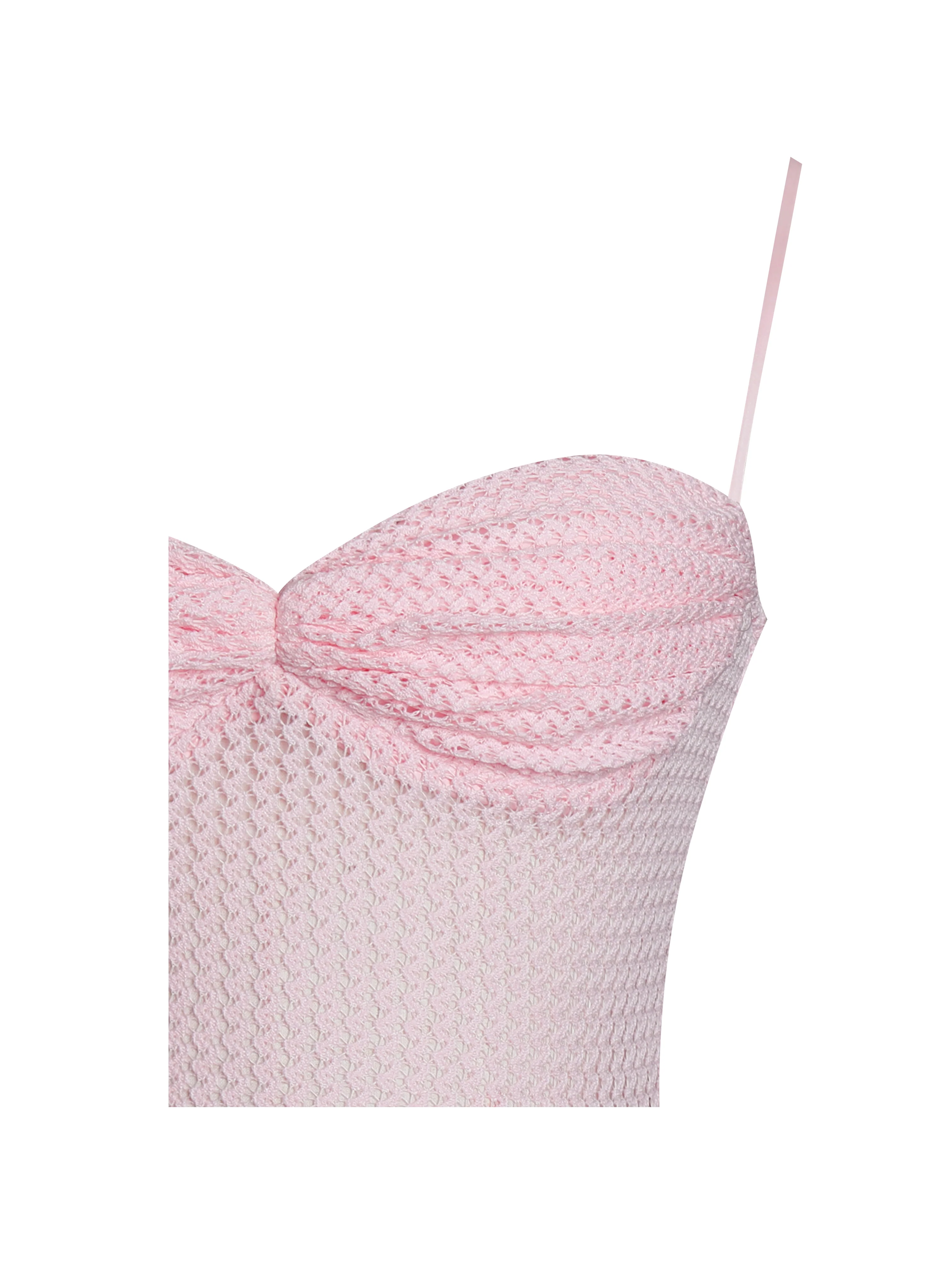 Pallas Pink Lace Trim Crochet Mermaid Maxi Dress