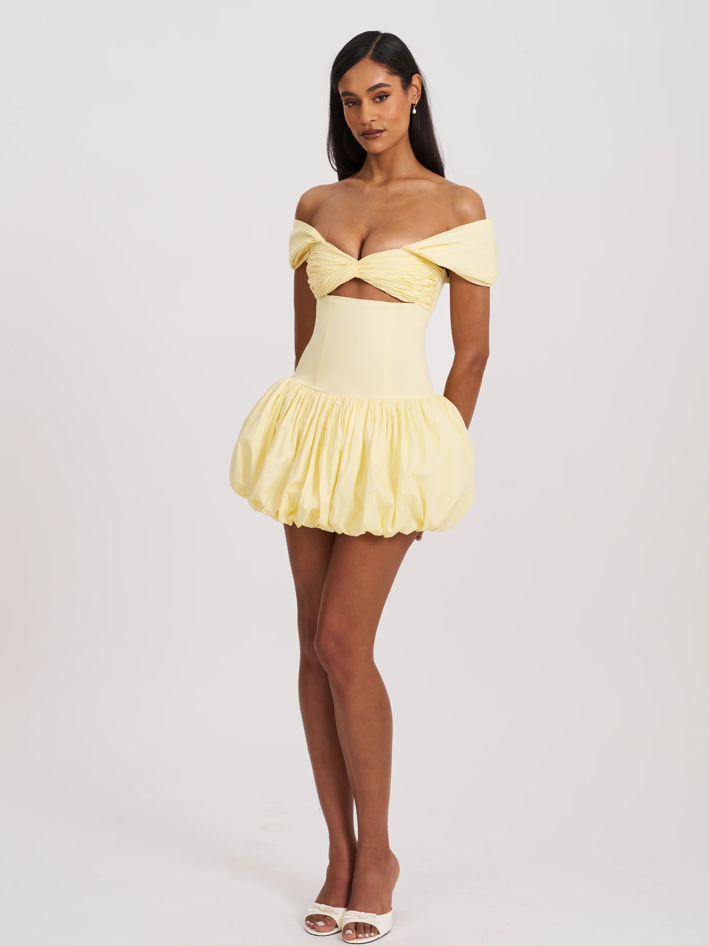 Umika Butter Yellow Bubble Hem Mini Dress