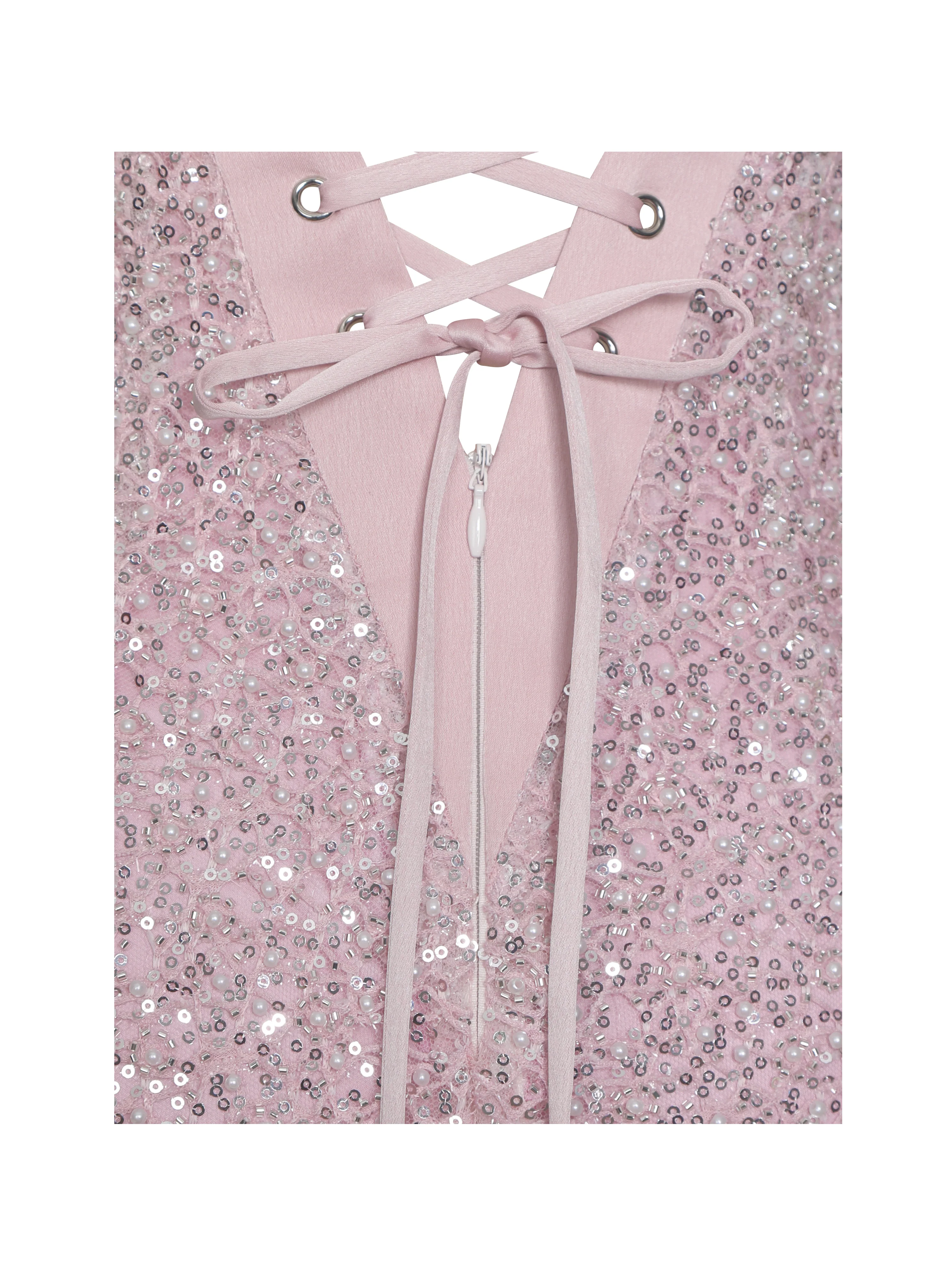 Raizel Pink Beaded Sequin Bodycon Gown with Scarf