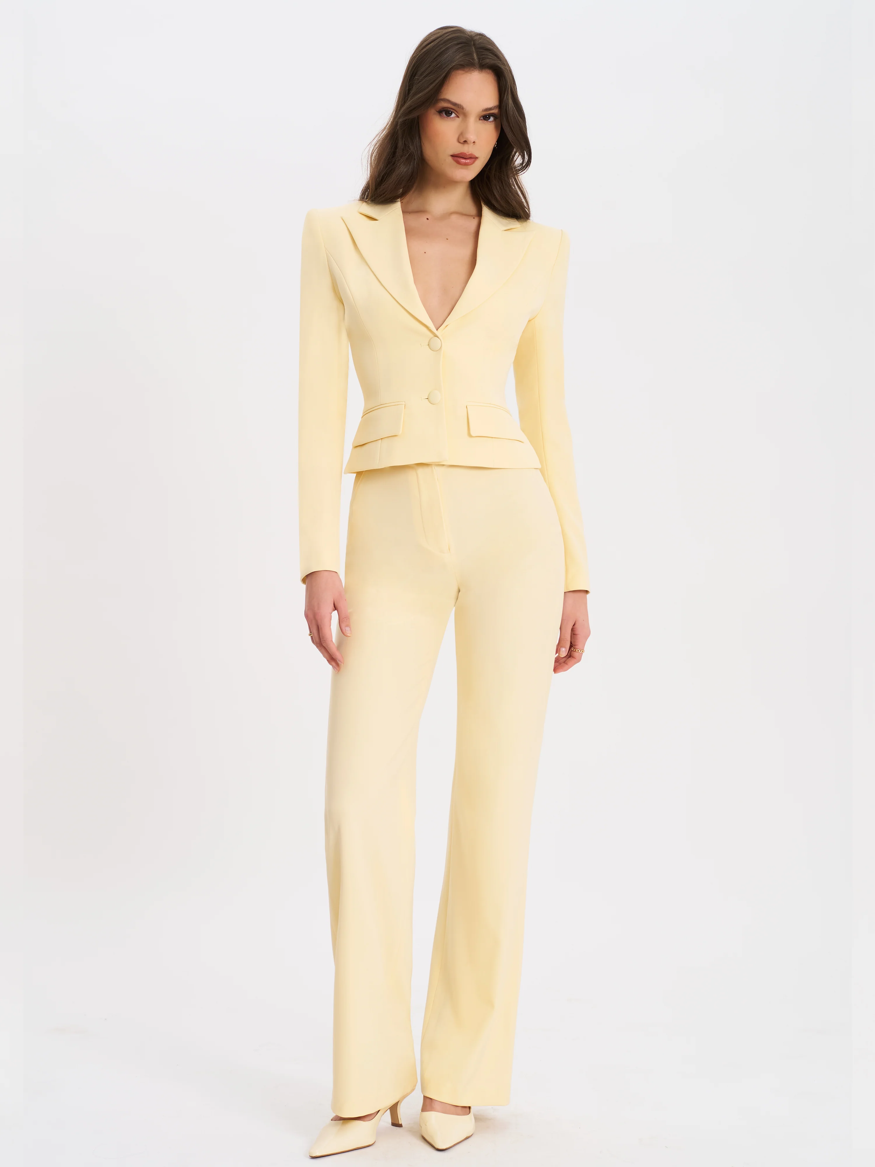 Quinnie Butter Yellow Slim Suit Pants