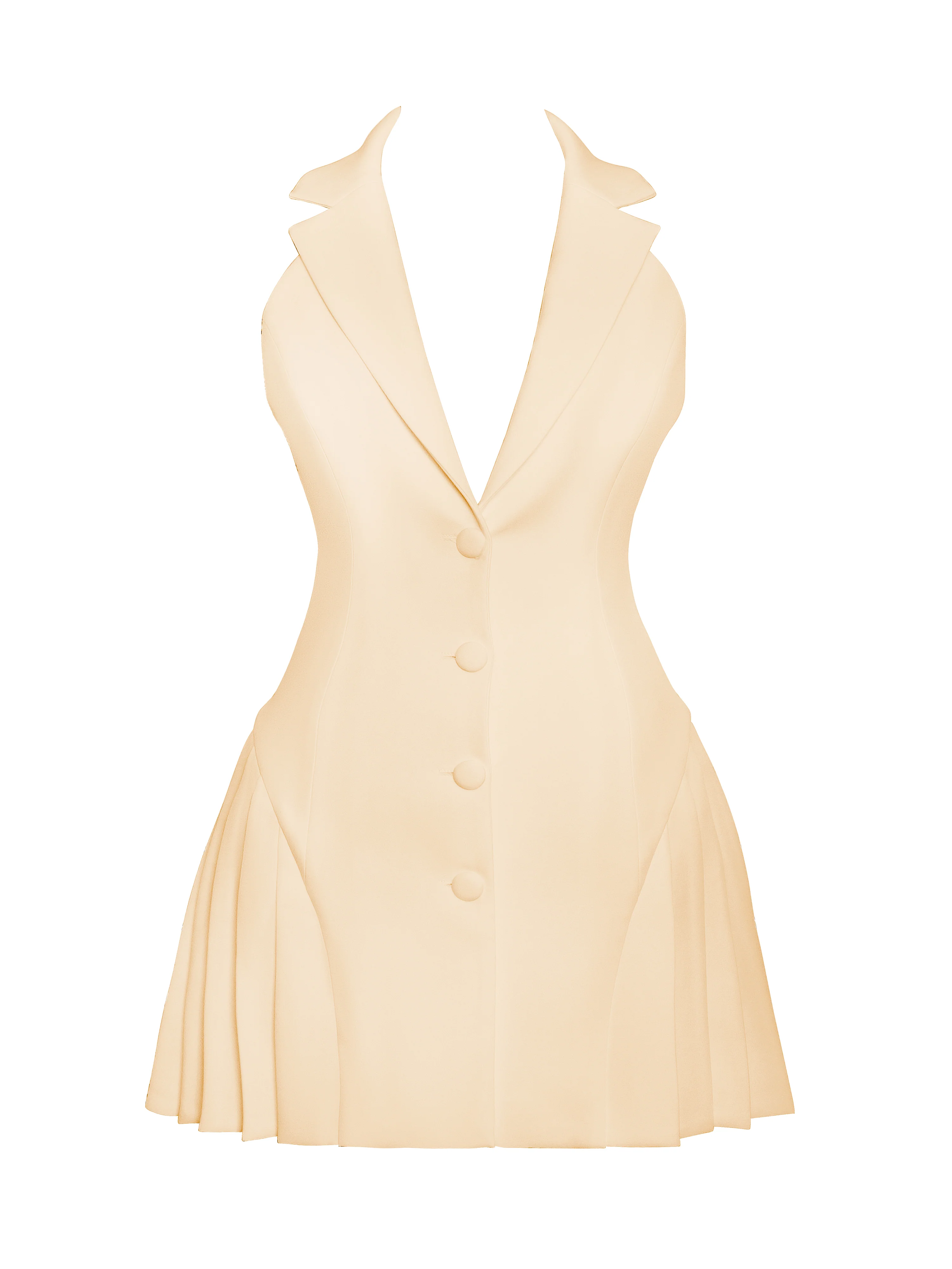 Reyna Beige Backless Pleated Mini Blazer Dress