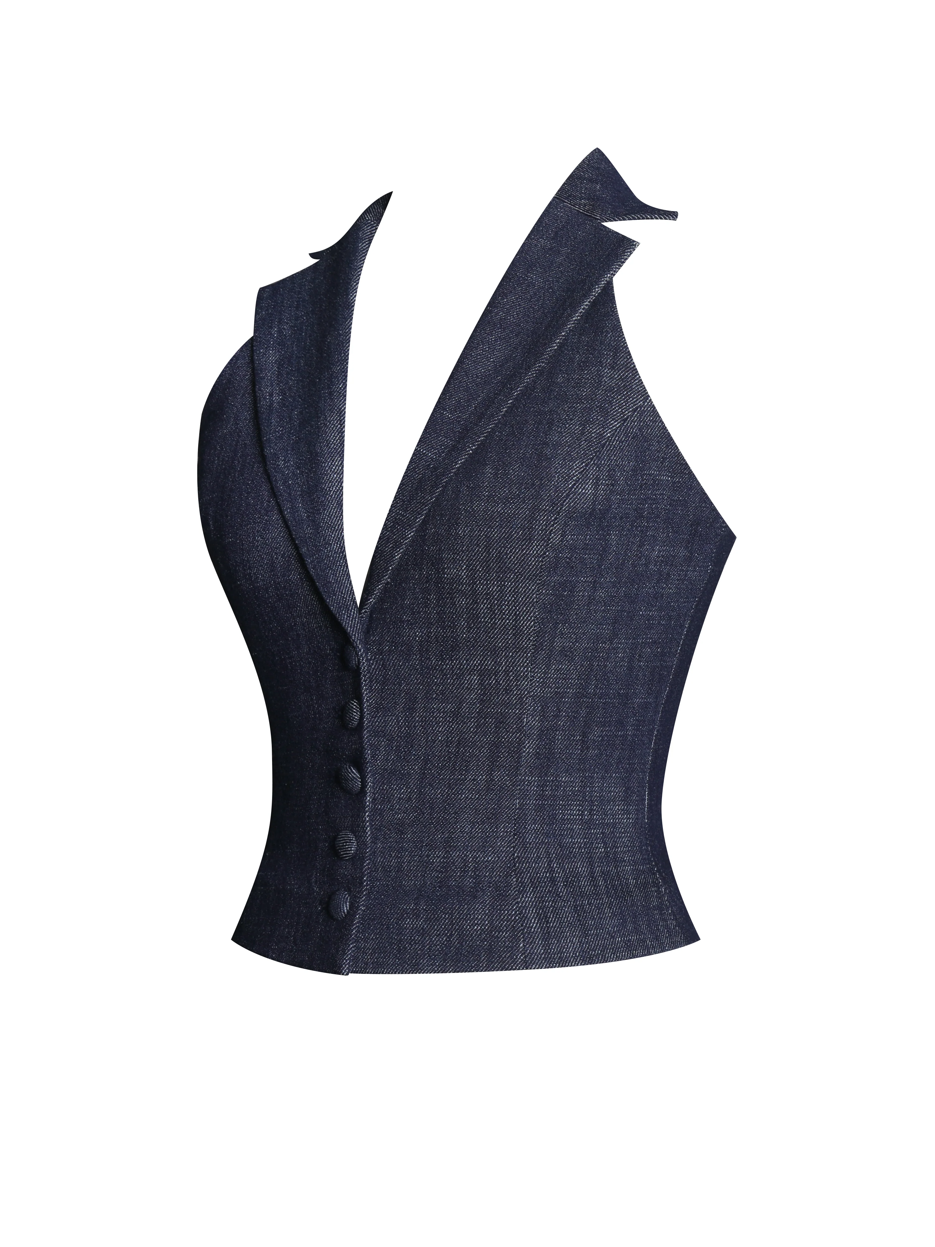 Rafaella Ruched Back Cotton Denim Suit Vest