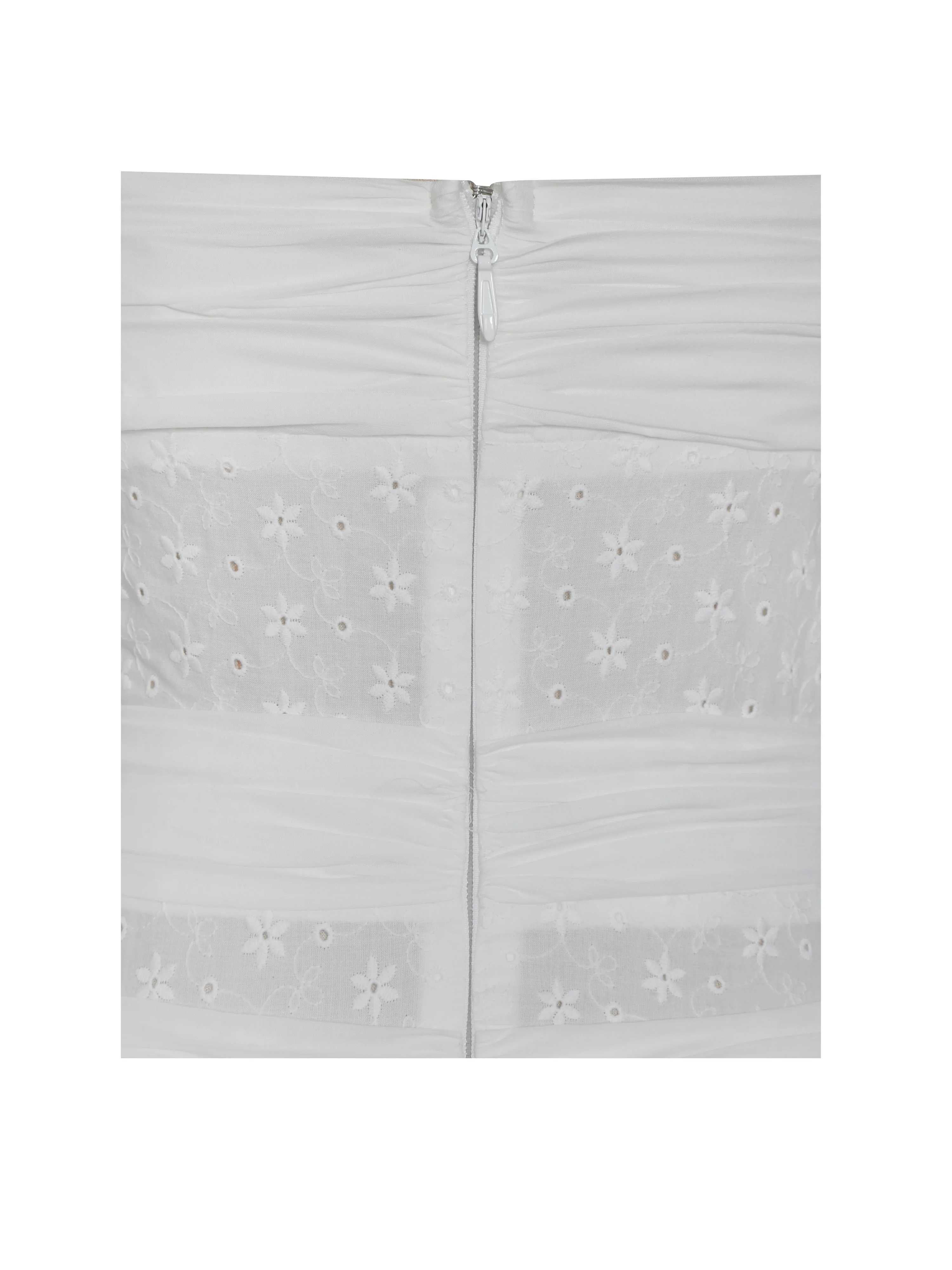 Maelis White Eyelet Drop Waist Cotton Midi Dress