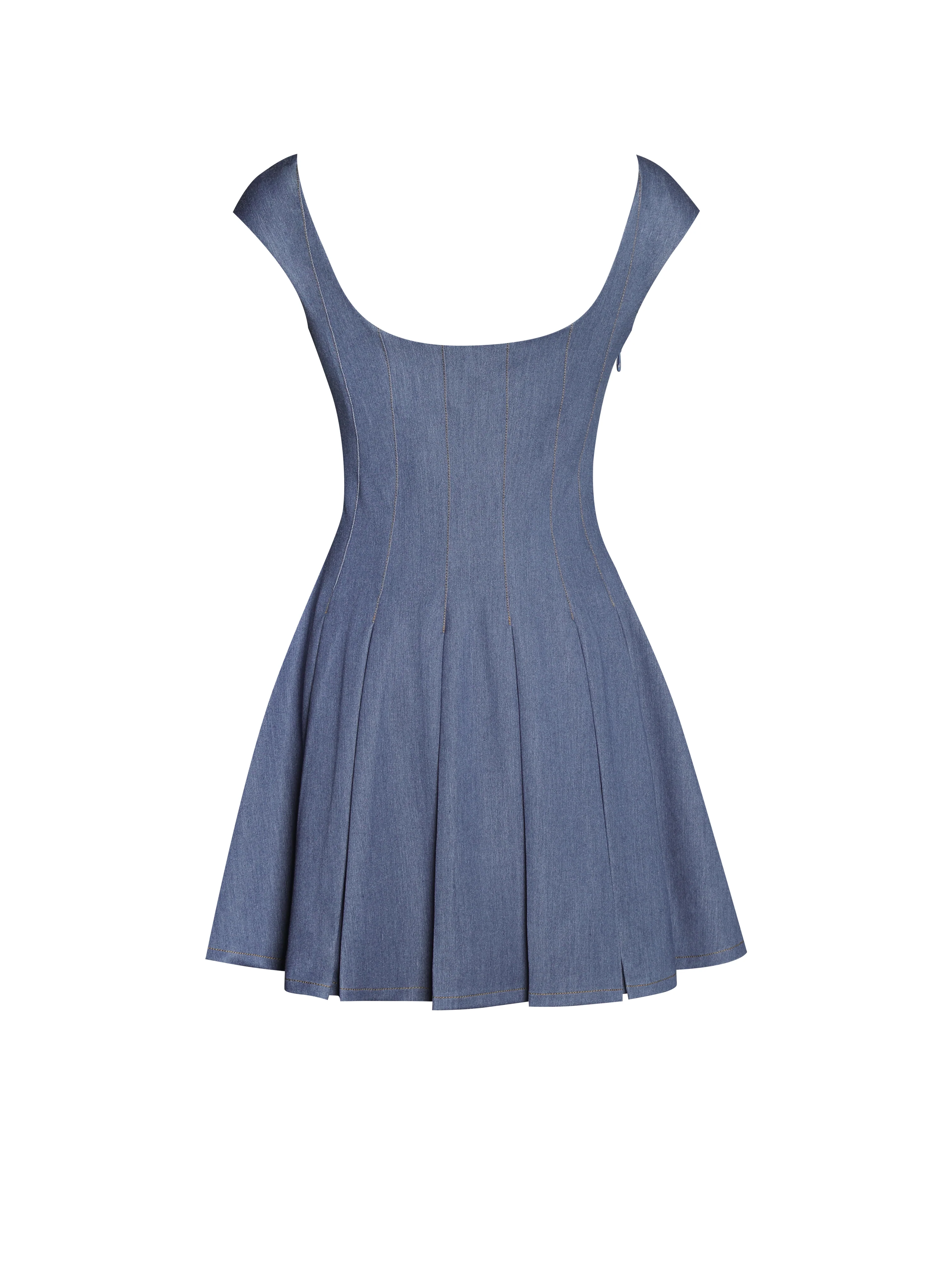 Sada Pleated Denim Mini Dress