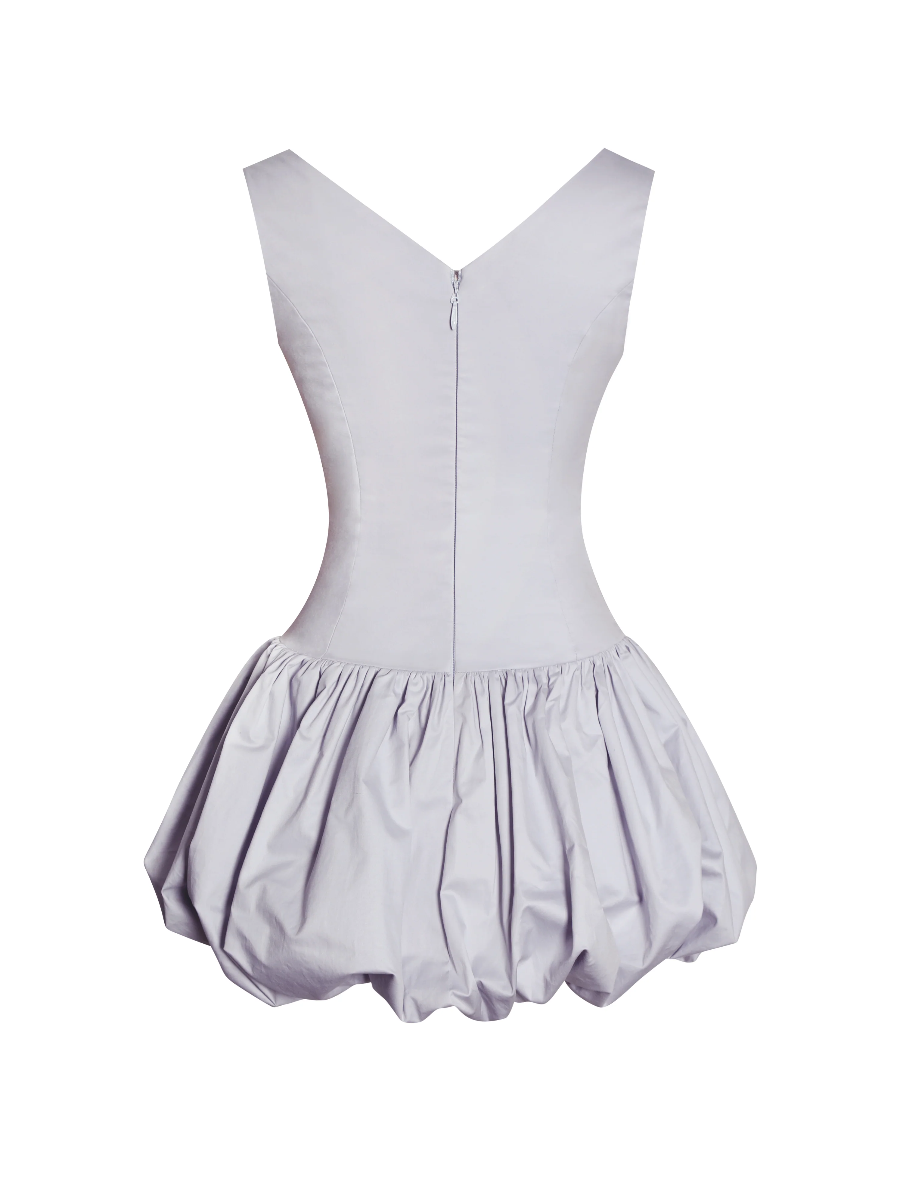 Zada Grey Pleated Breast Bubble Hem Mini Dress