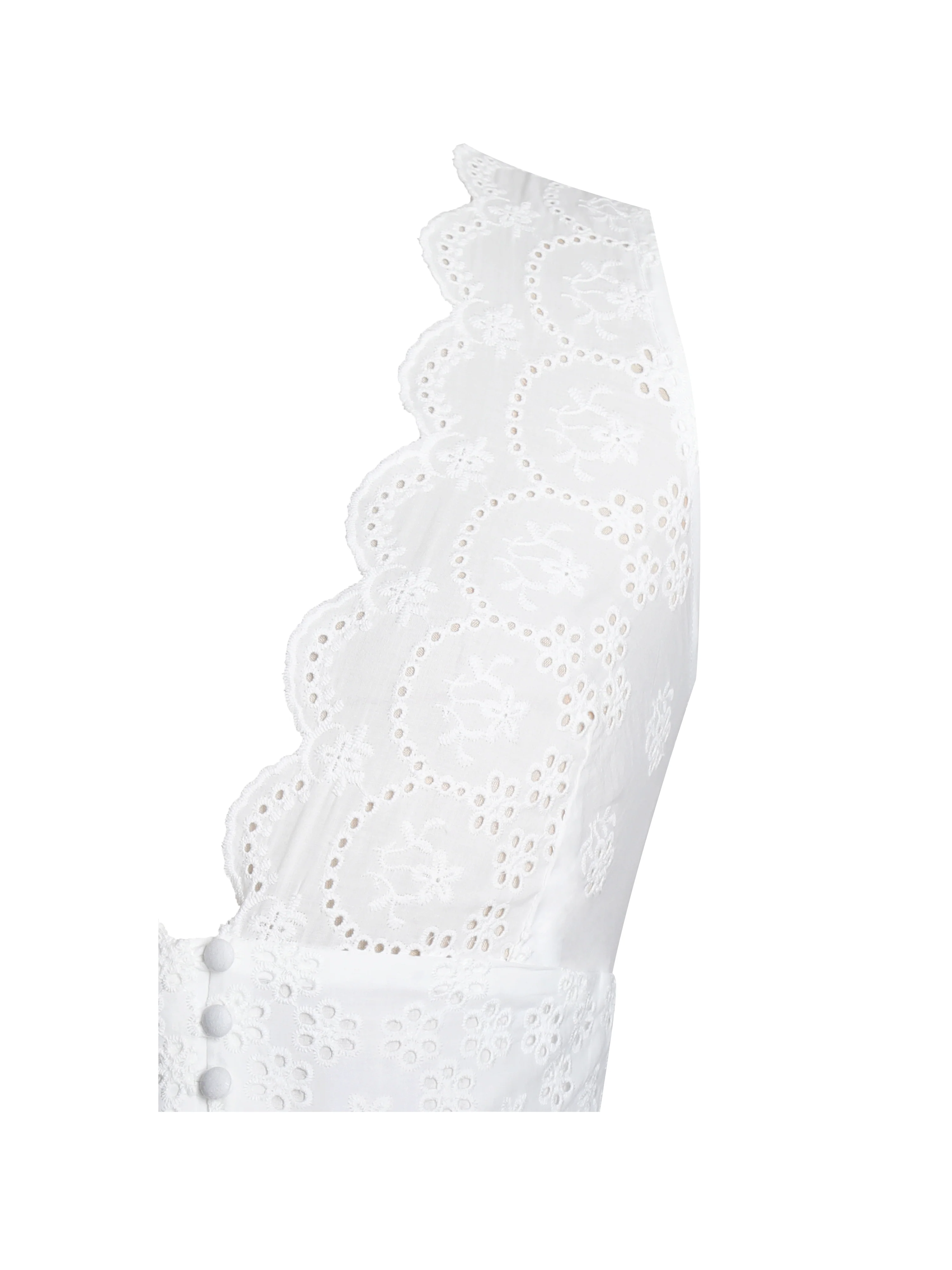 Raia White Eyelet Wave Trim Crop Vest Top