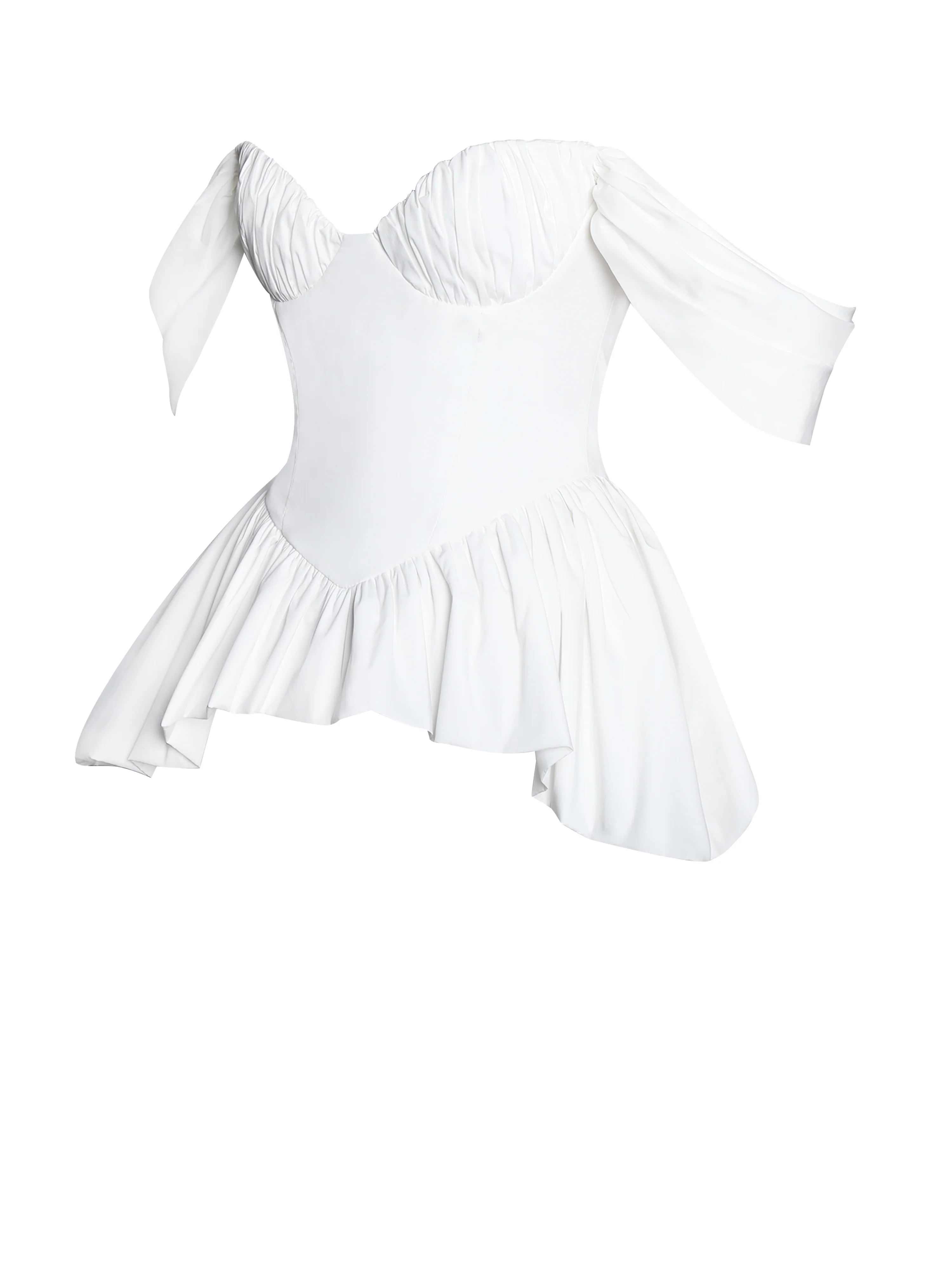 Qistina White Off-shoulder Bubble Hem Peplum Cotton Top