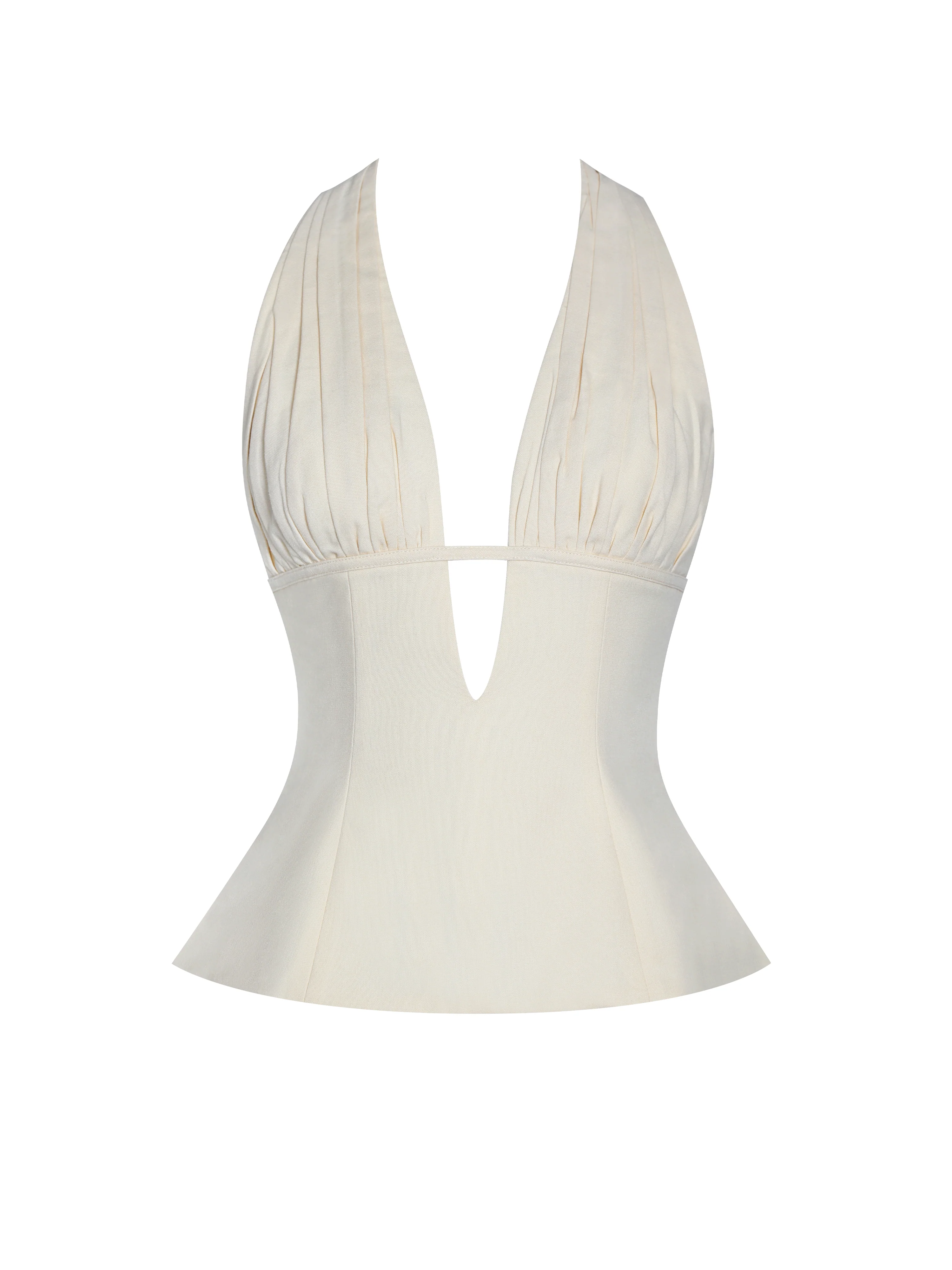 Quinzella Smock Back Halter Neck Linen Top
