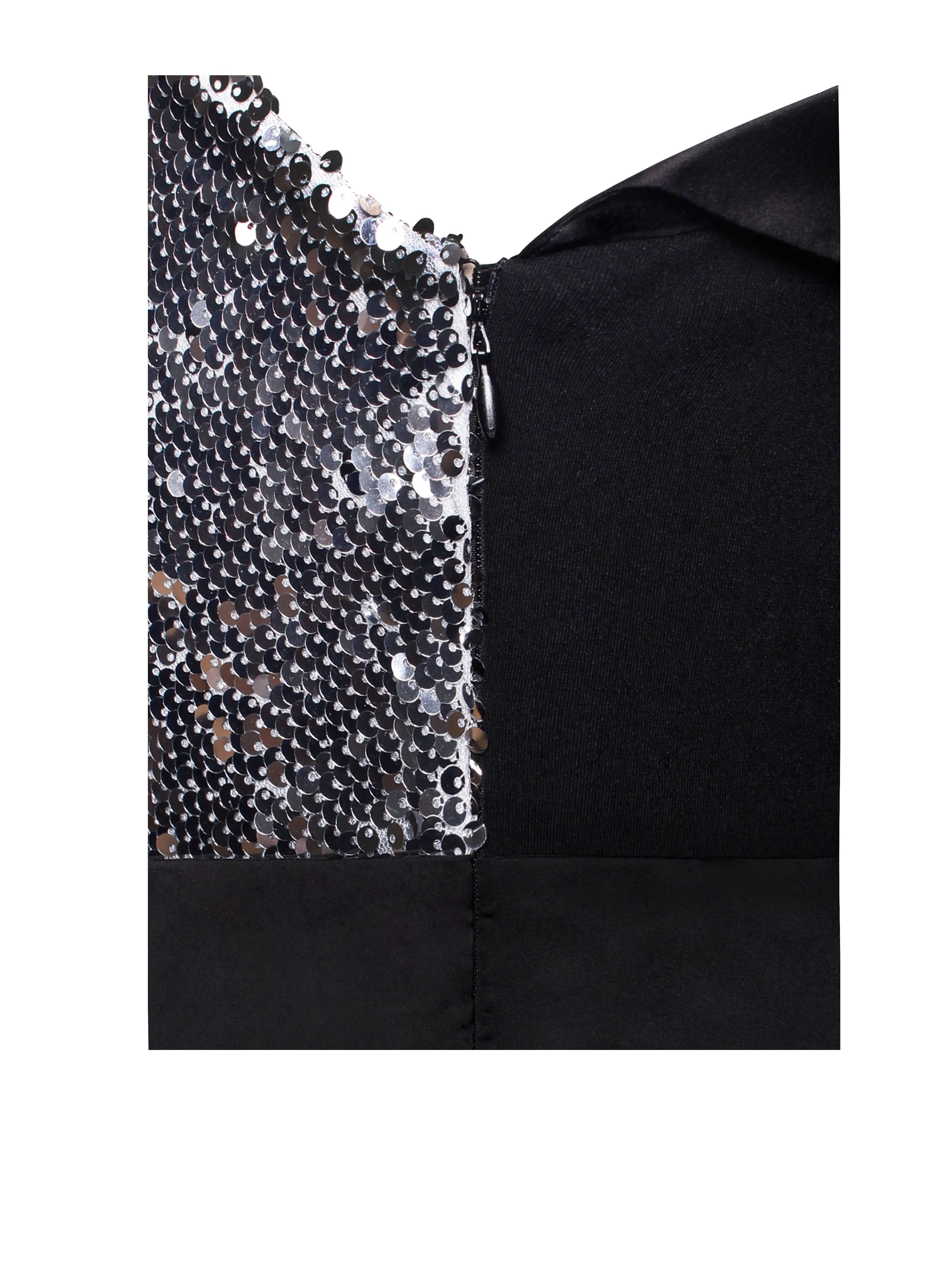 Silver Night Black Sequin Crepe Tuxedo Blazer Dress