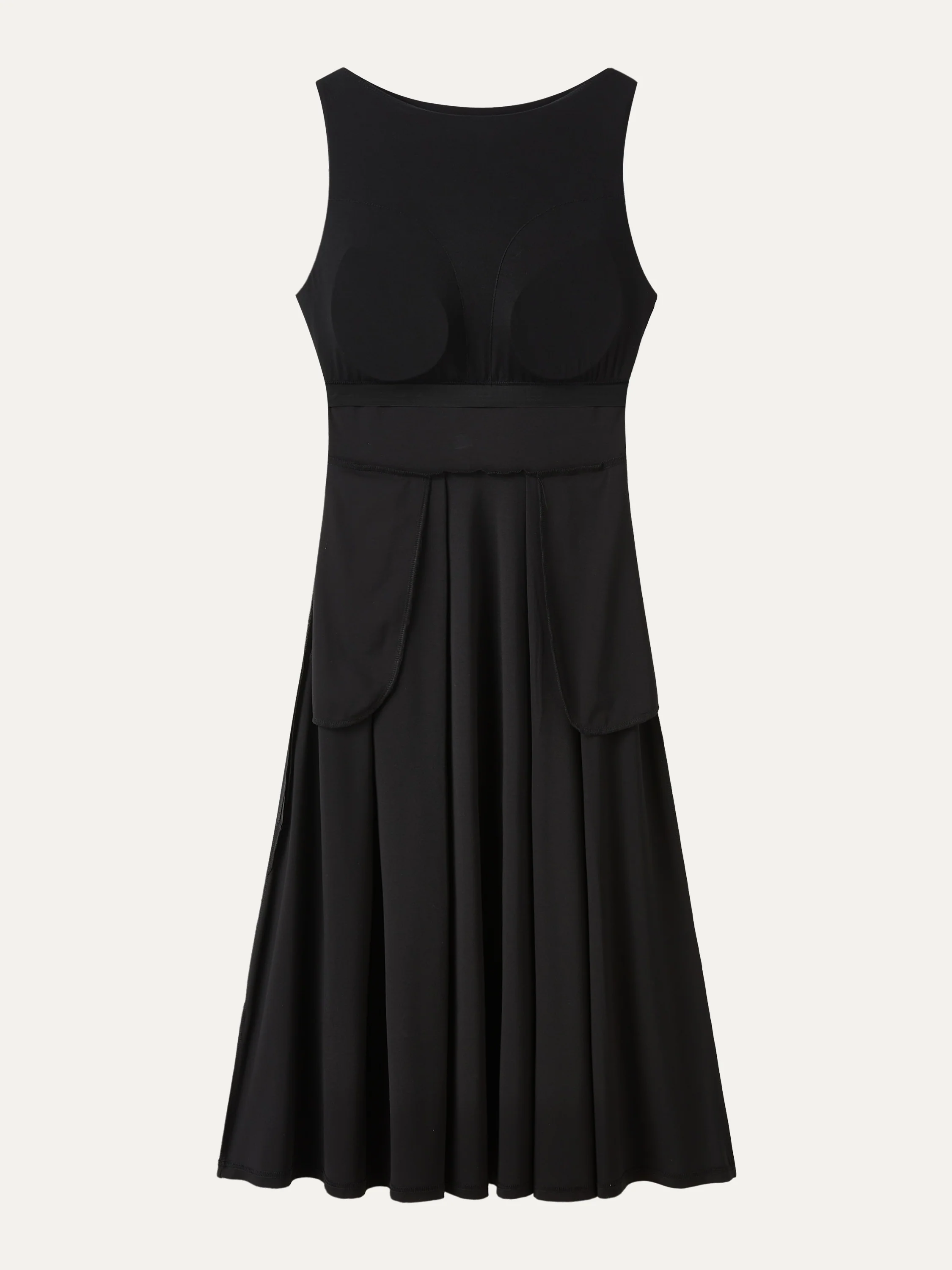 Boatneck Bamboo Ponte Brami Midi Dress with Pockets