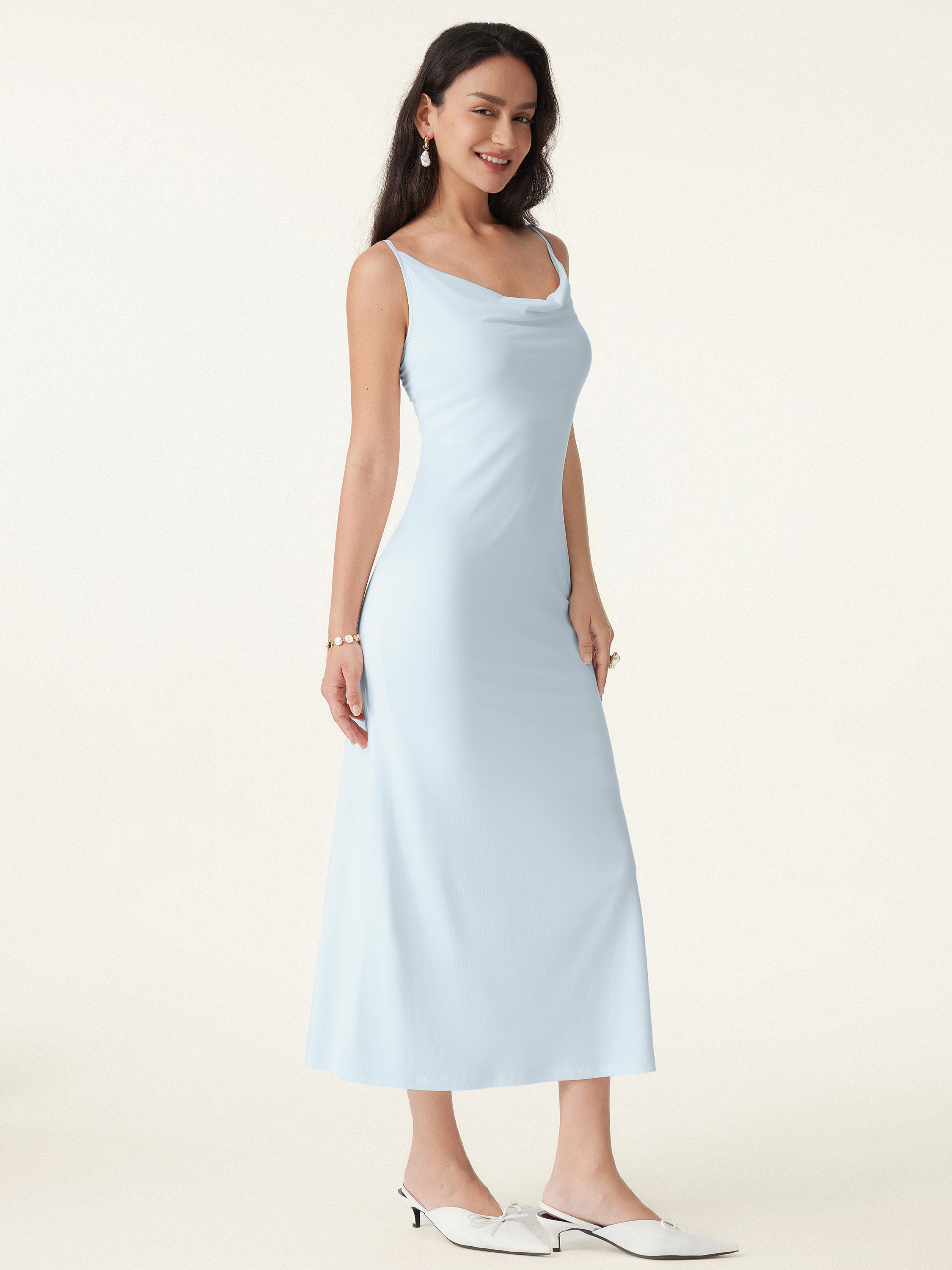 Effortless Vacay Cowl Neck Midi Brami Dress
