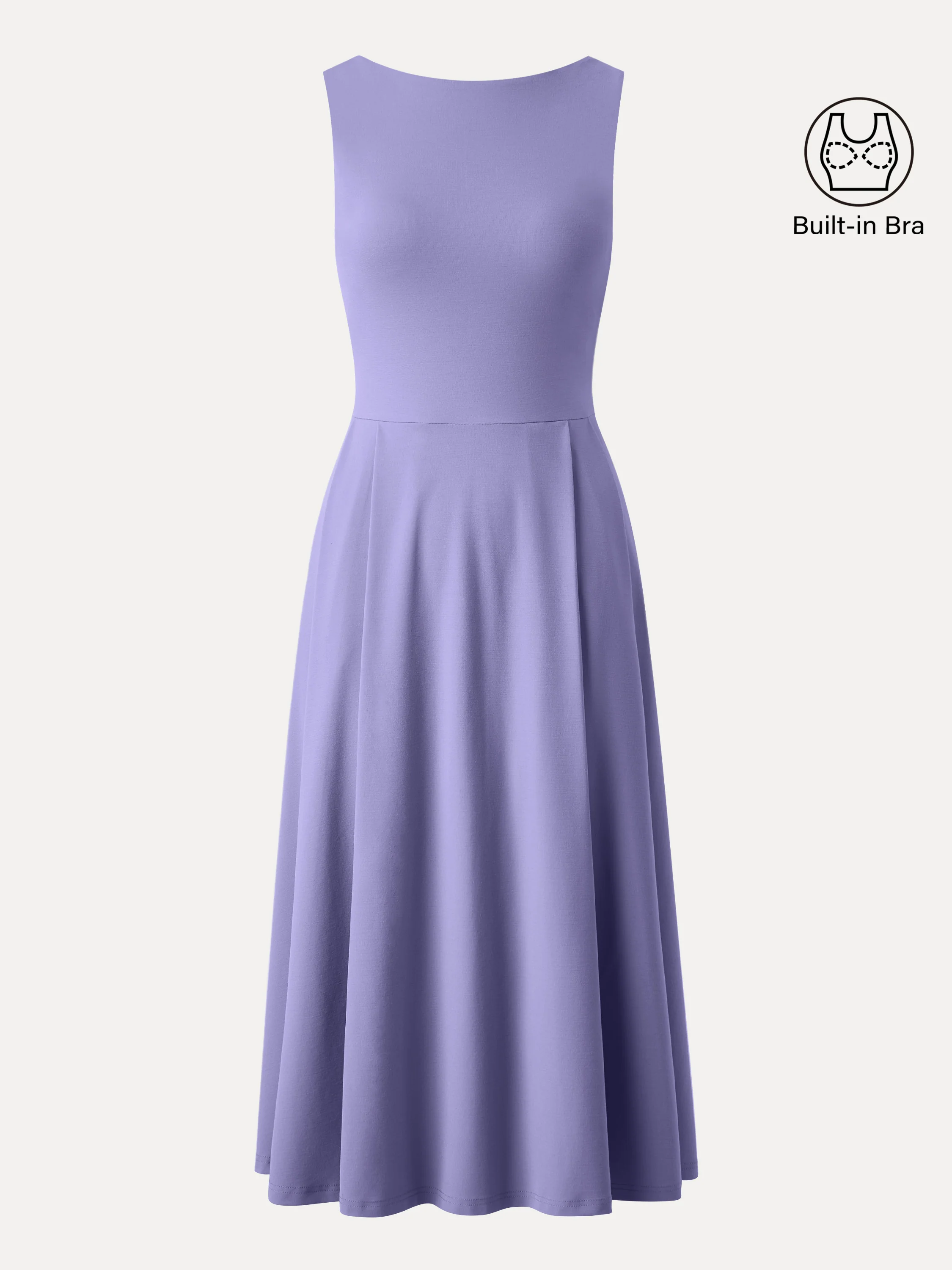 Boatneck Bamboo Ponte Brami Midi Dress with Pockets