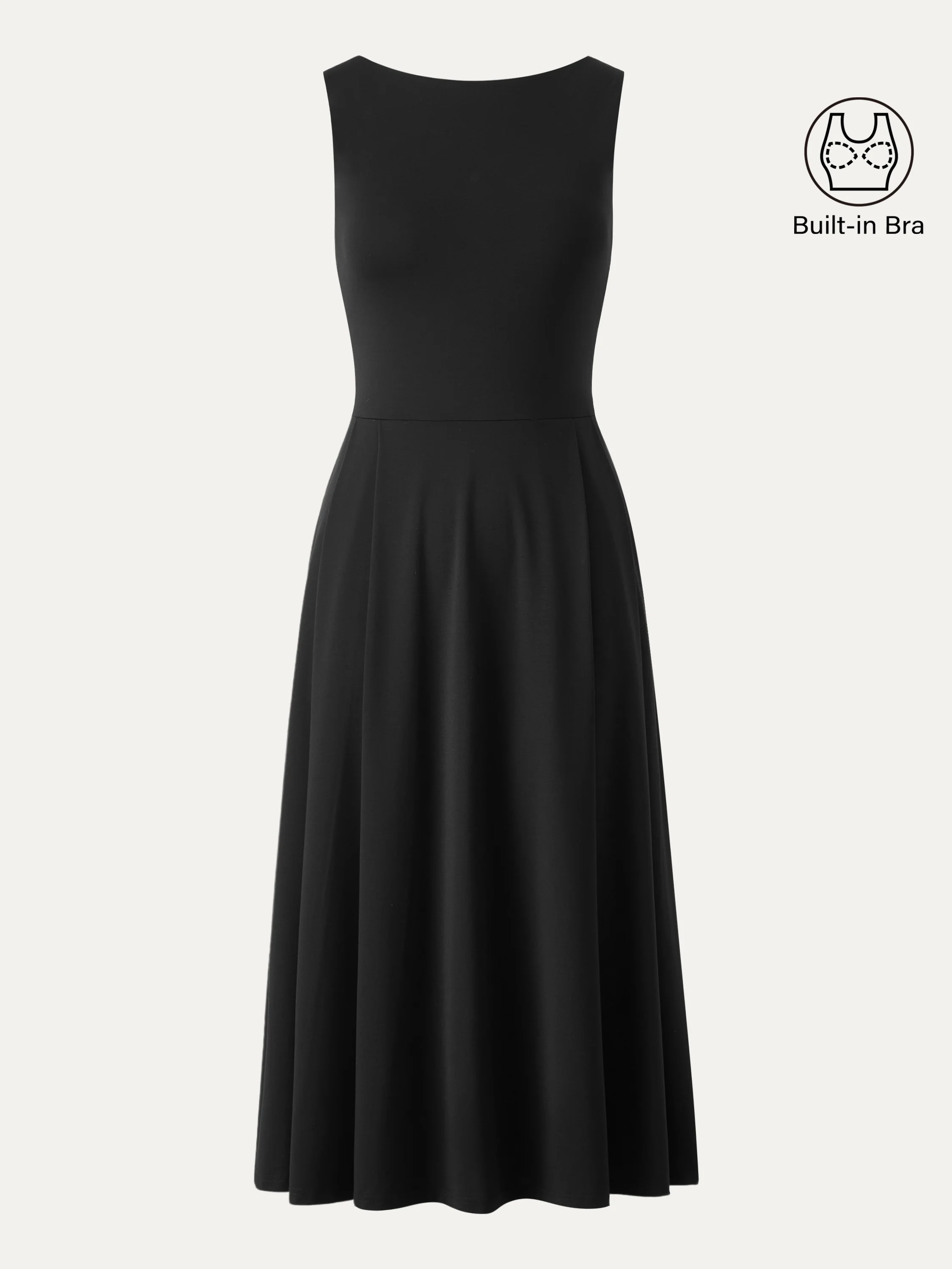 Boatneck Bamboo Ponte Brami Midi Dress with Pockets