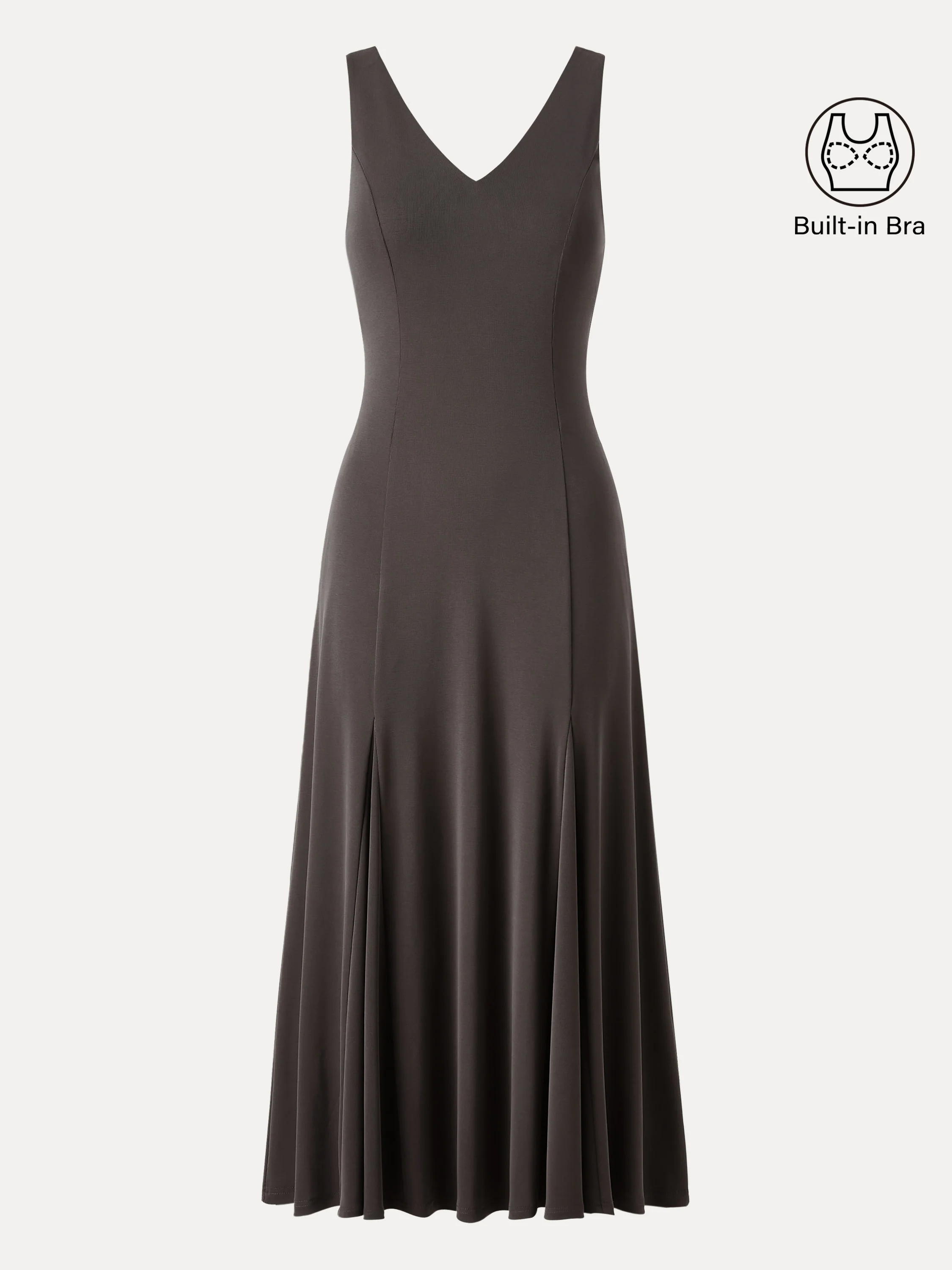 V-neck Fit-and-flare Midi Brami Dress with Pockets