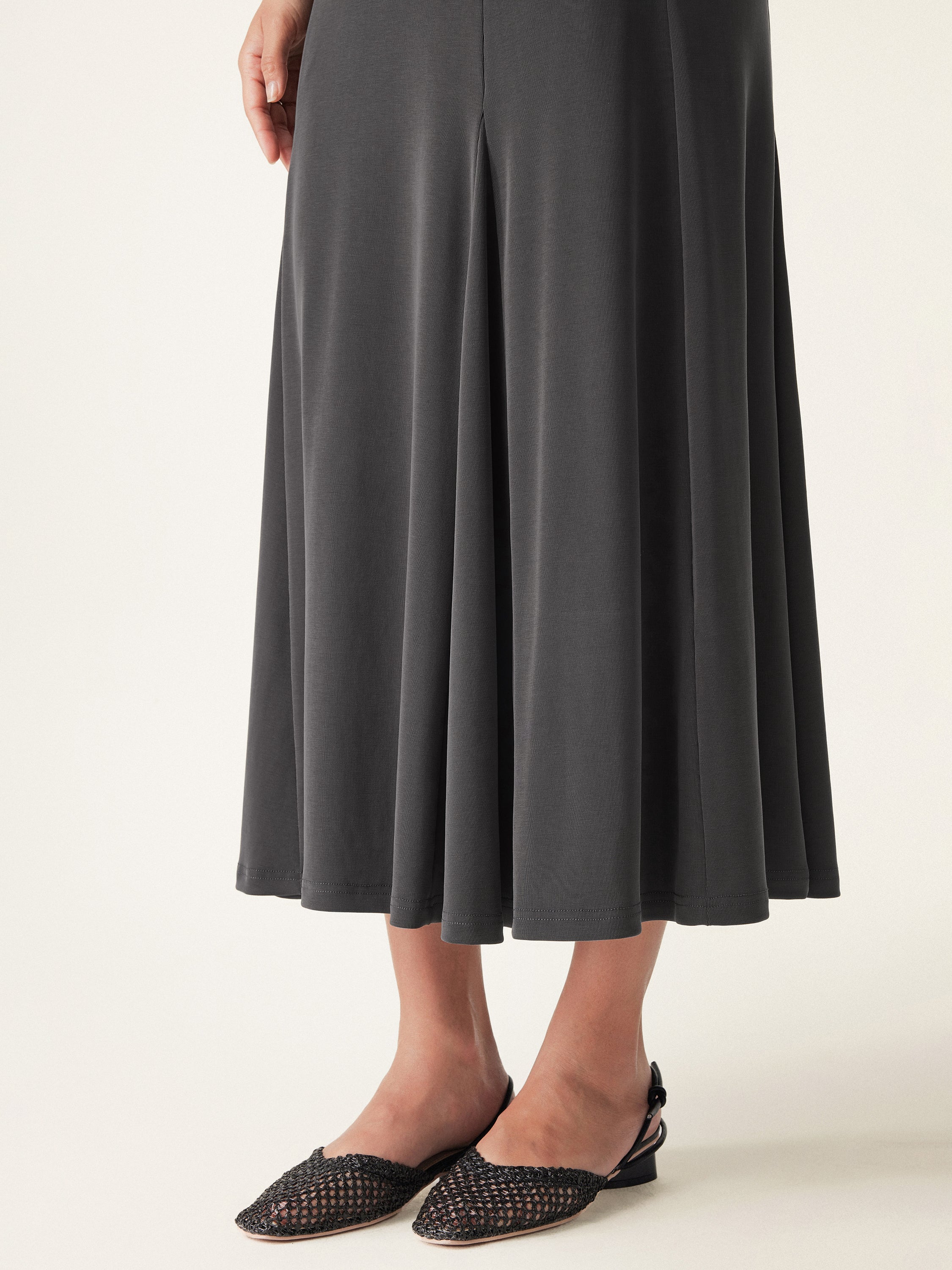 V-neck Fit-and-flare Midi Brami Dress with Pockets